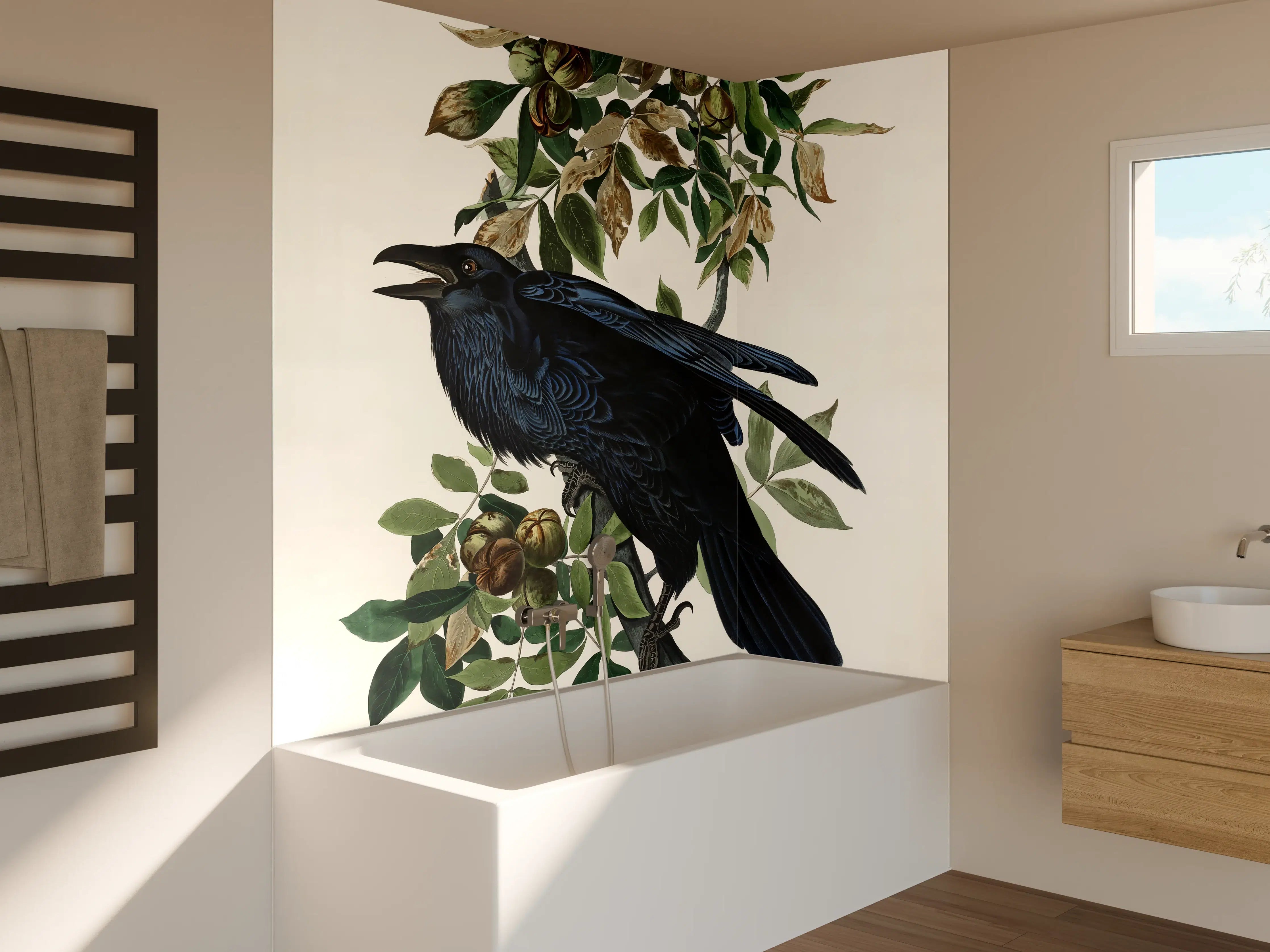 Badewannen-Rückwand - Raben Portrait - John James Audubon