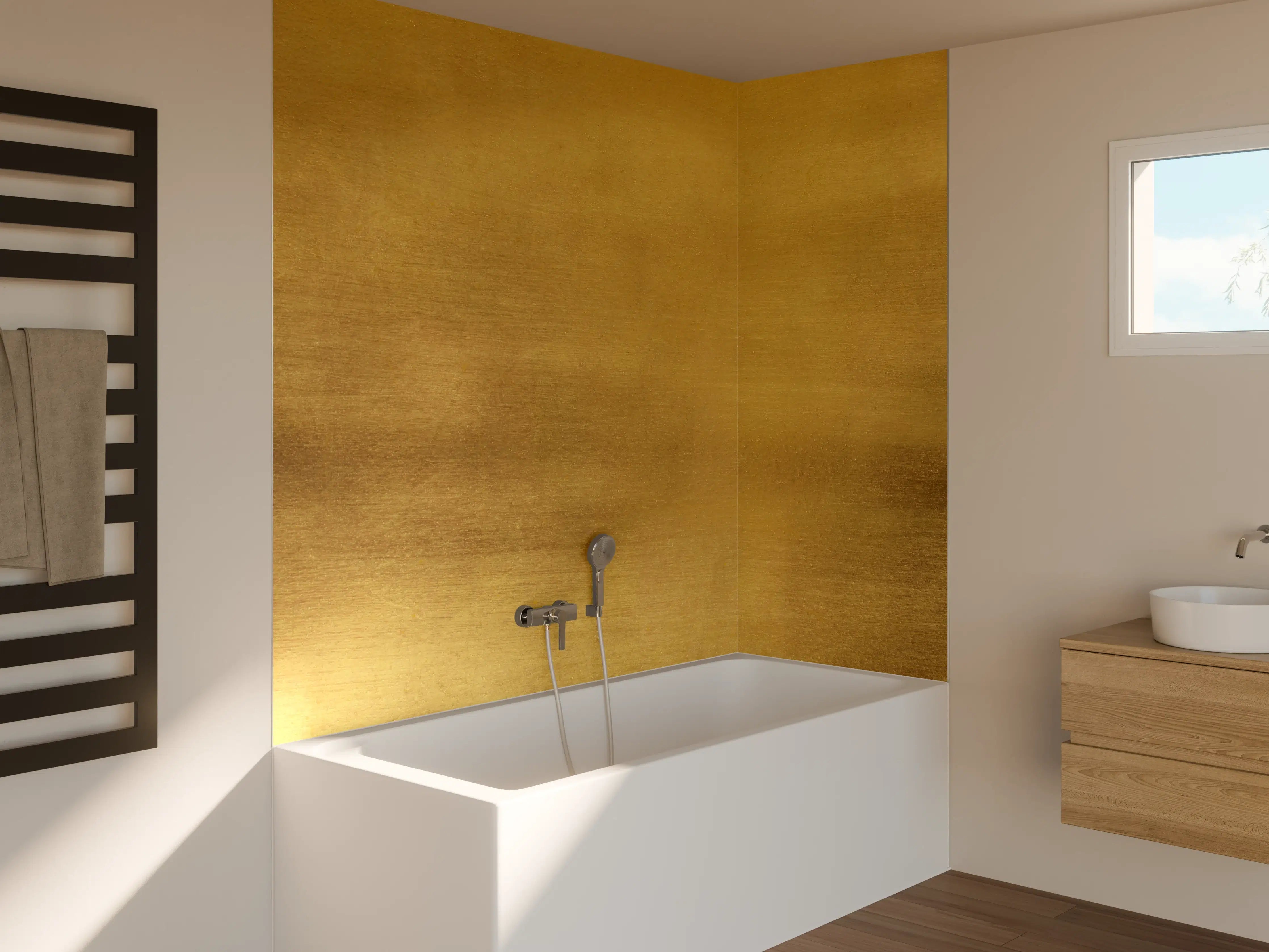 Badewannen-Rückwand - Raues Gold