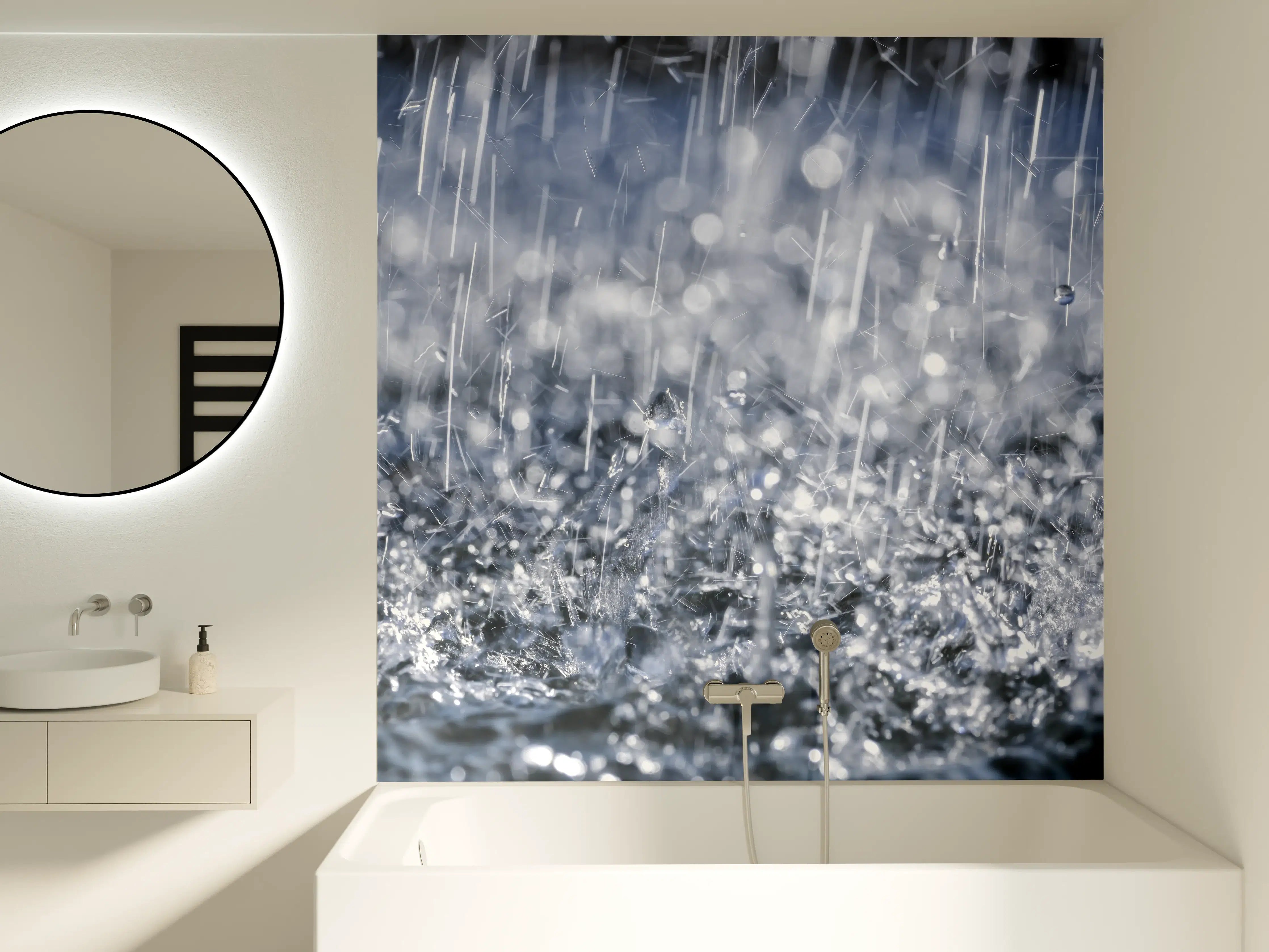 Badewannen-Rückwand - Regentropfen im Detail