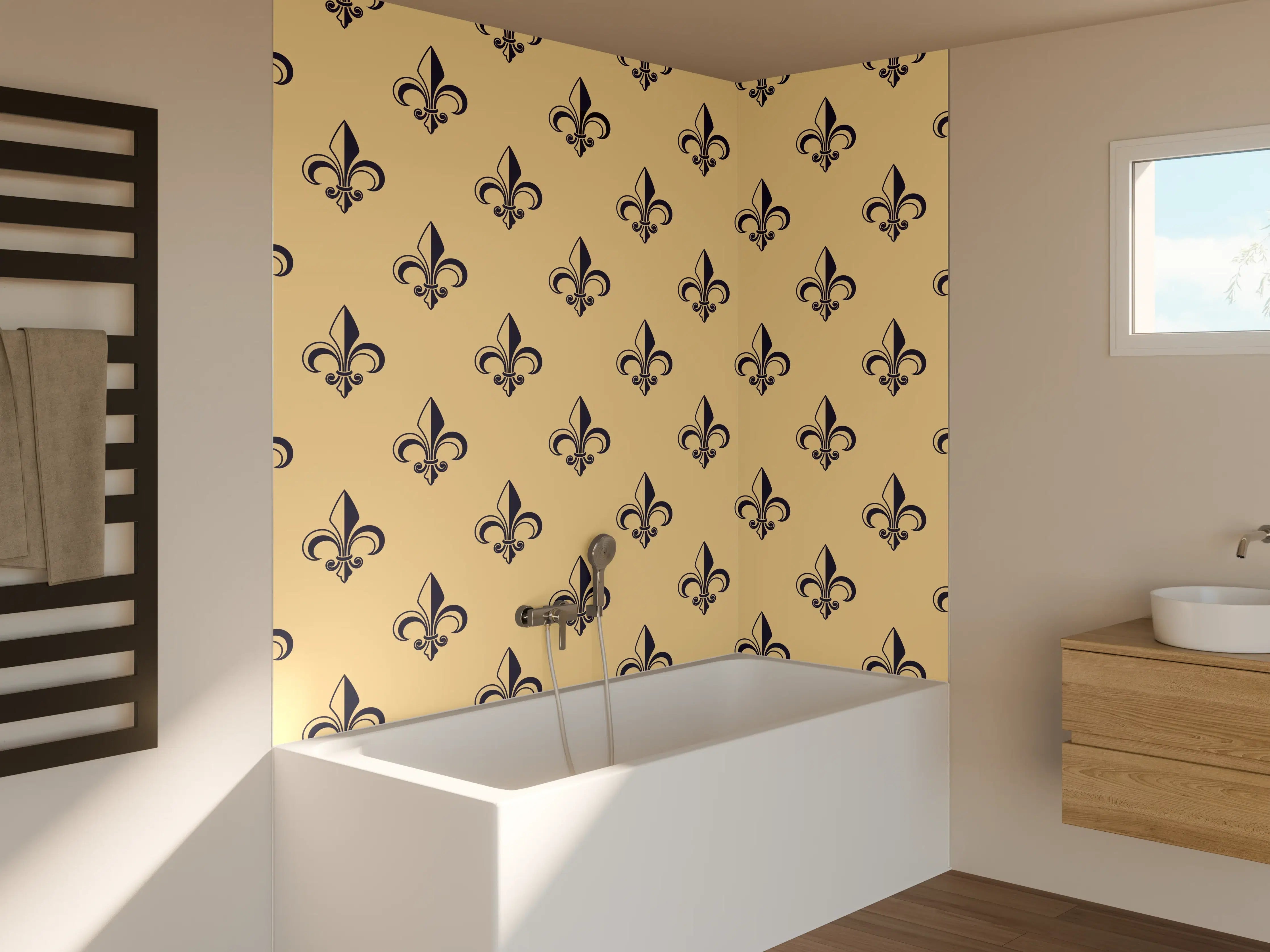 Badewannen-Rückwand - Retro-Muster Gold Braun