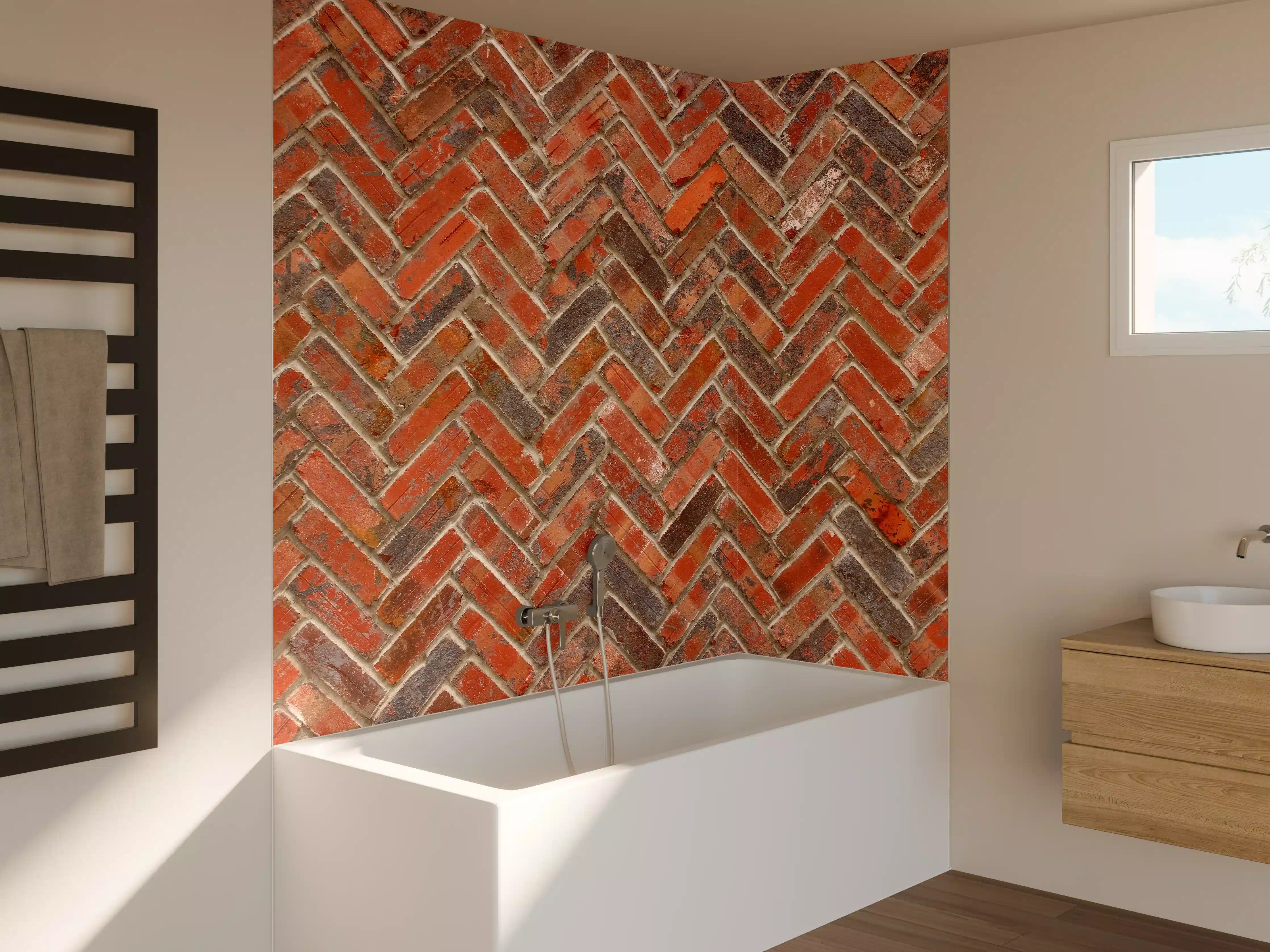 Badewannen-Rückwand - Rötliche Ziegelstein Textur