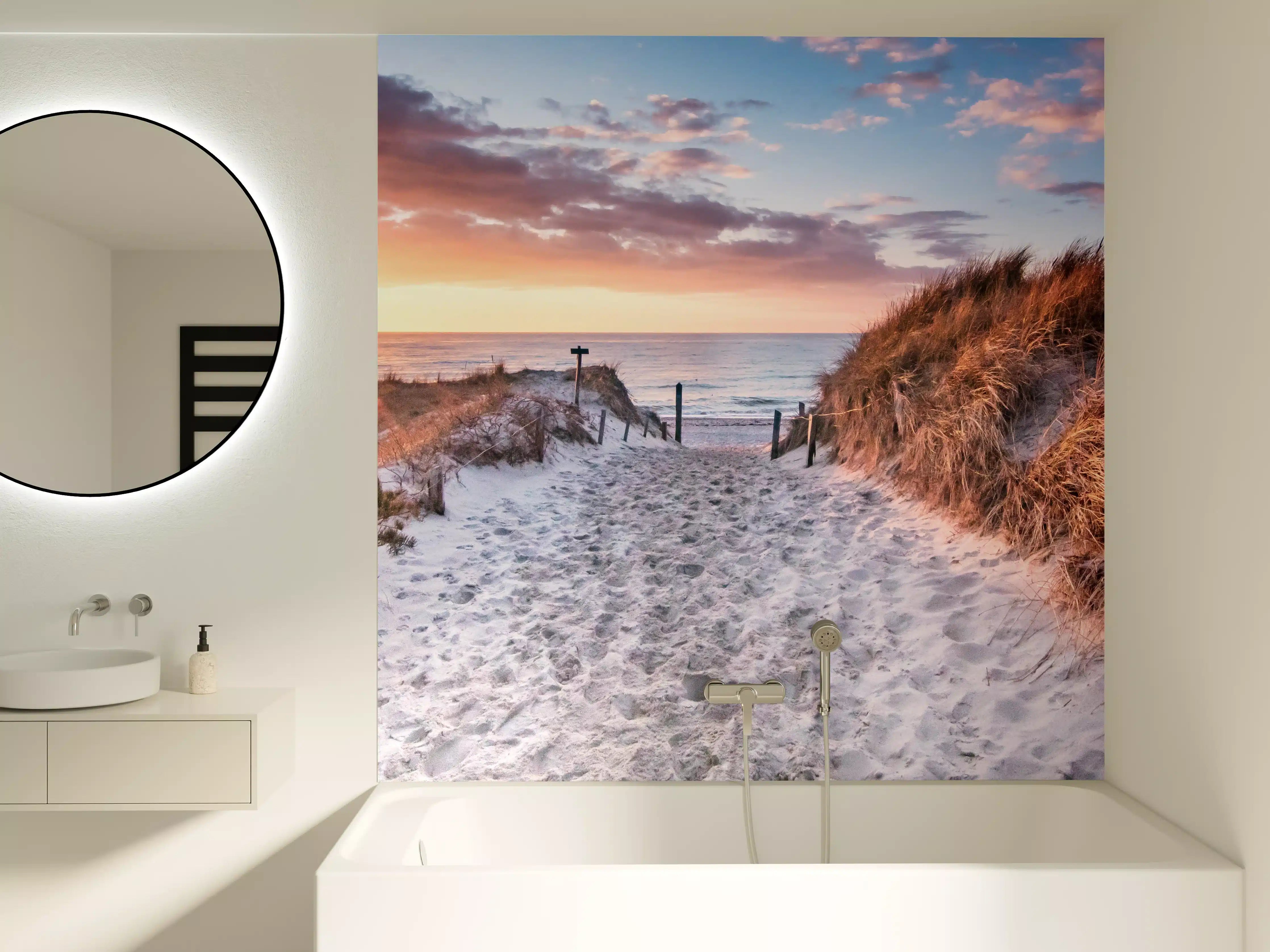 Badewannen-Rückwand - Romantischer Sandweg zum Strand
