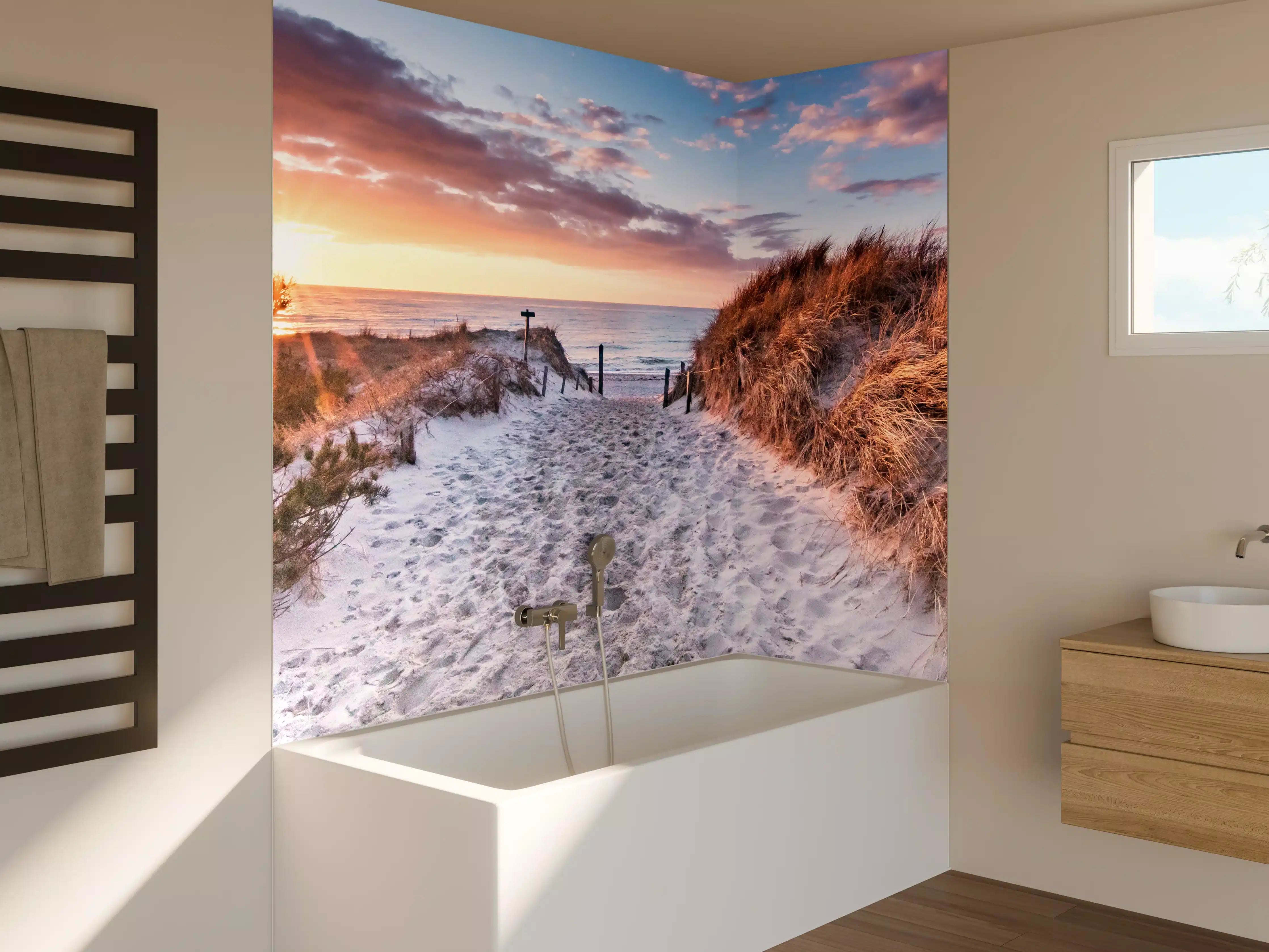 Badewannen-Rückwand - Romantischer Sandweg zum Strand