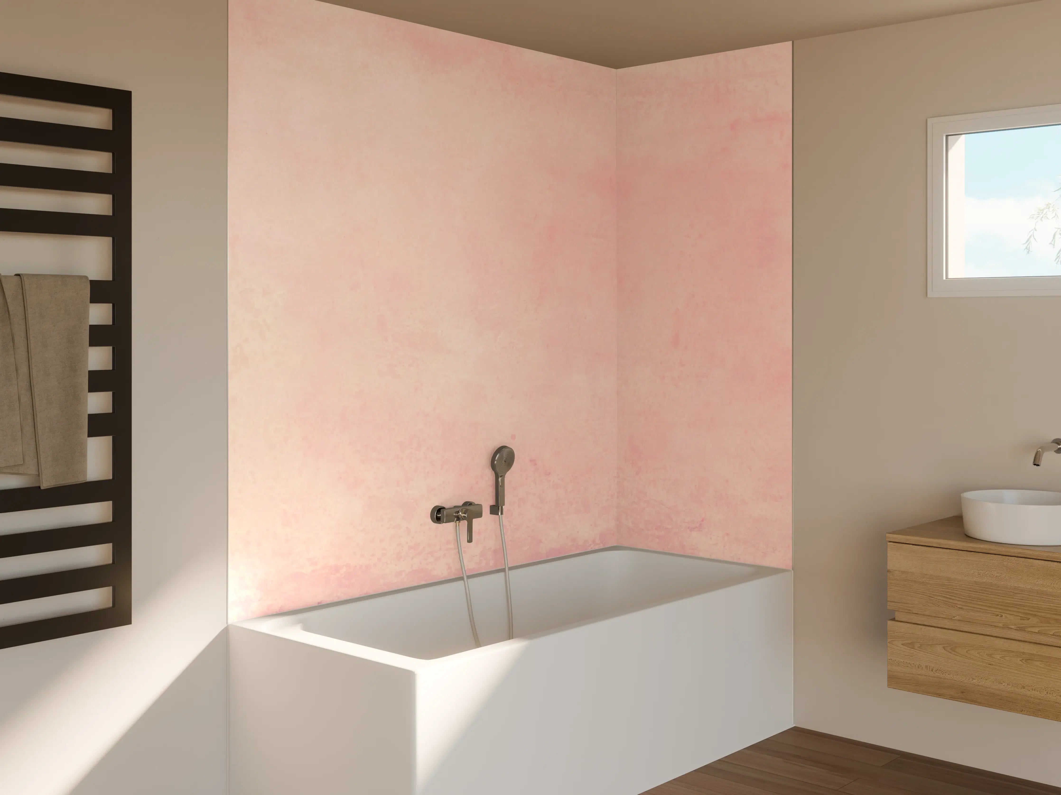 Badewannen-Rückwand - Rosa Aquarell - Pastellfarben