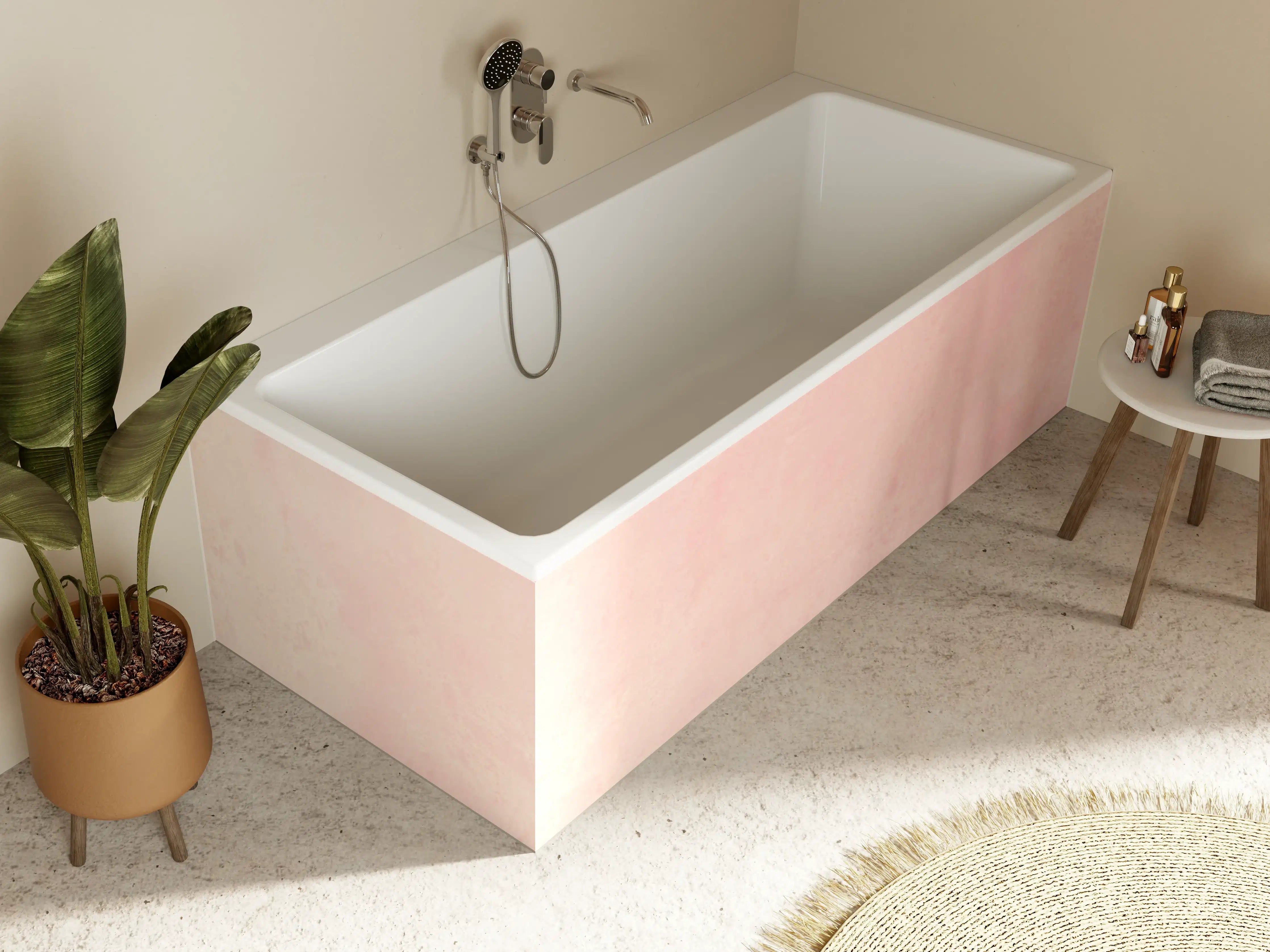 Badewannen-Rückwand - Rosa Aquarell - Pastellfarben