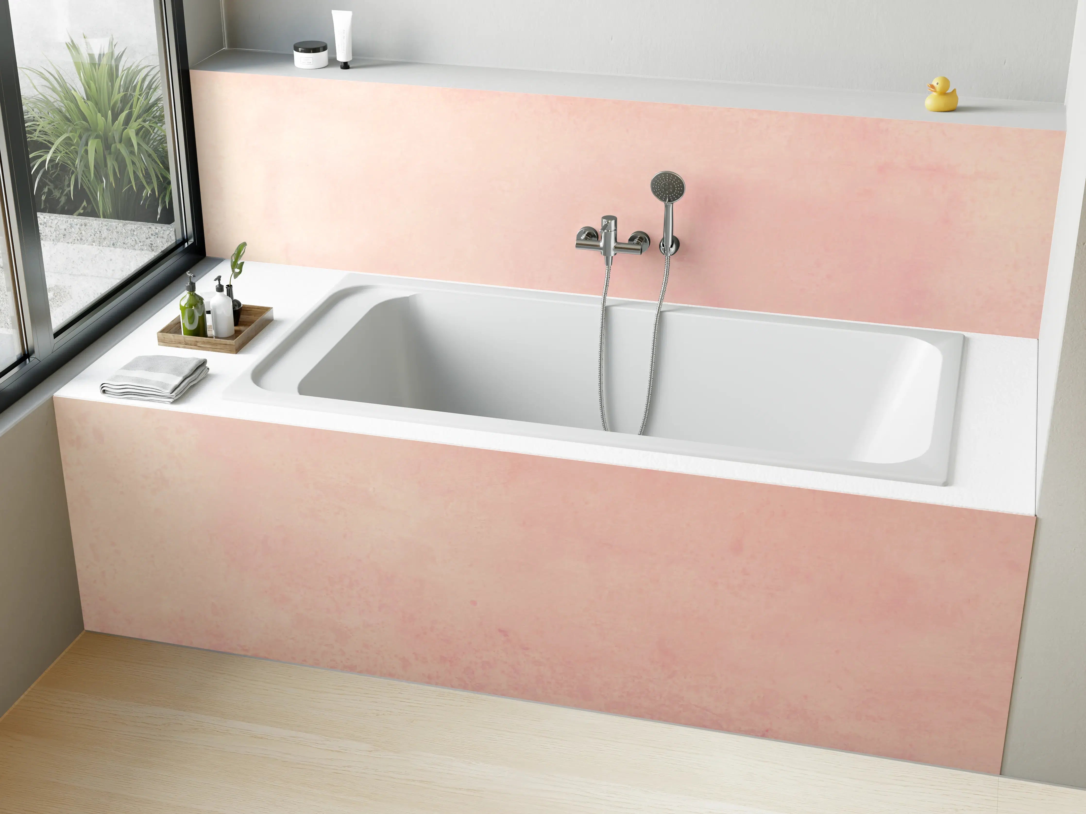 Badewannen-Rückwand - Rosa Aquarell - Pastellfarben