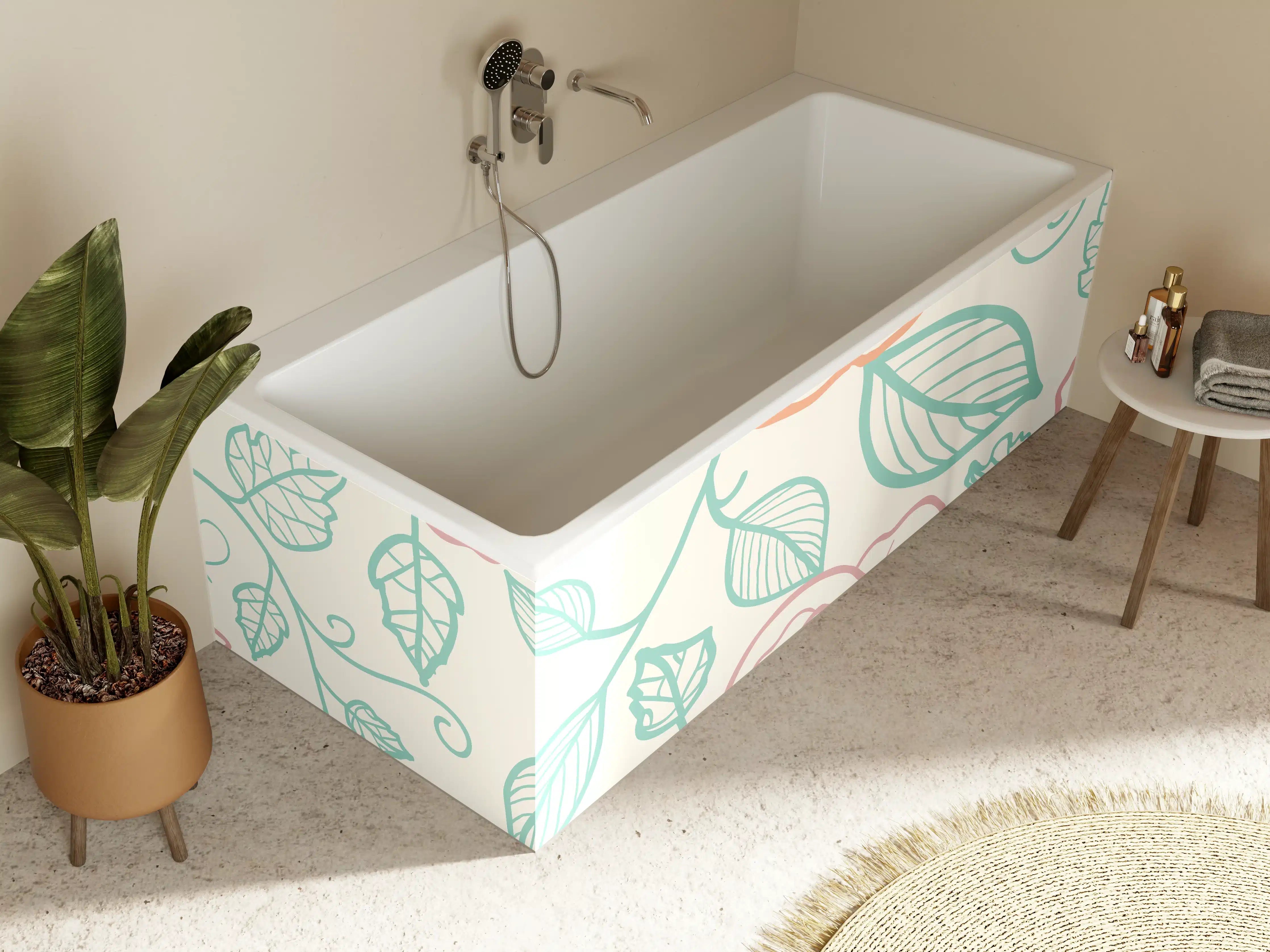 Badewannen-Rückwand - Rosa Blumenmuster Illustration