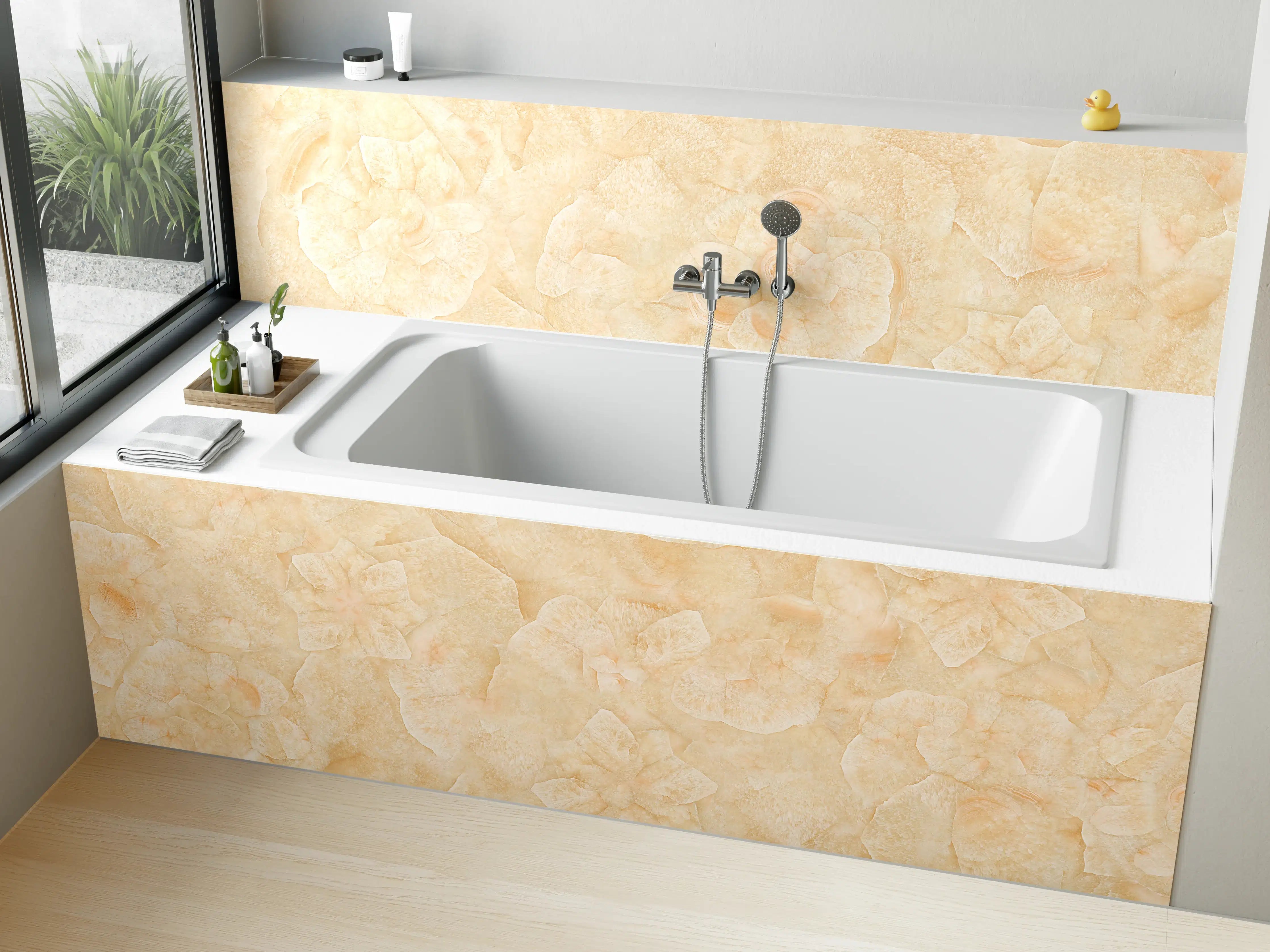 Badewannen-Rückwand - Rosa Marmorstein Textur