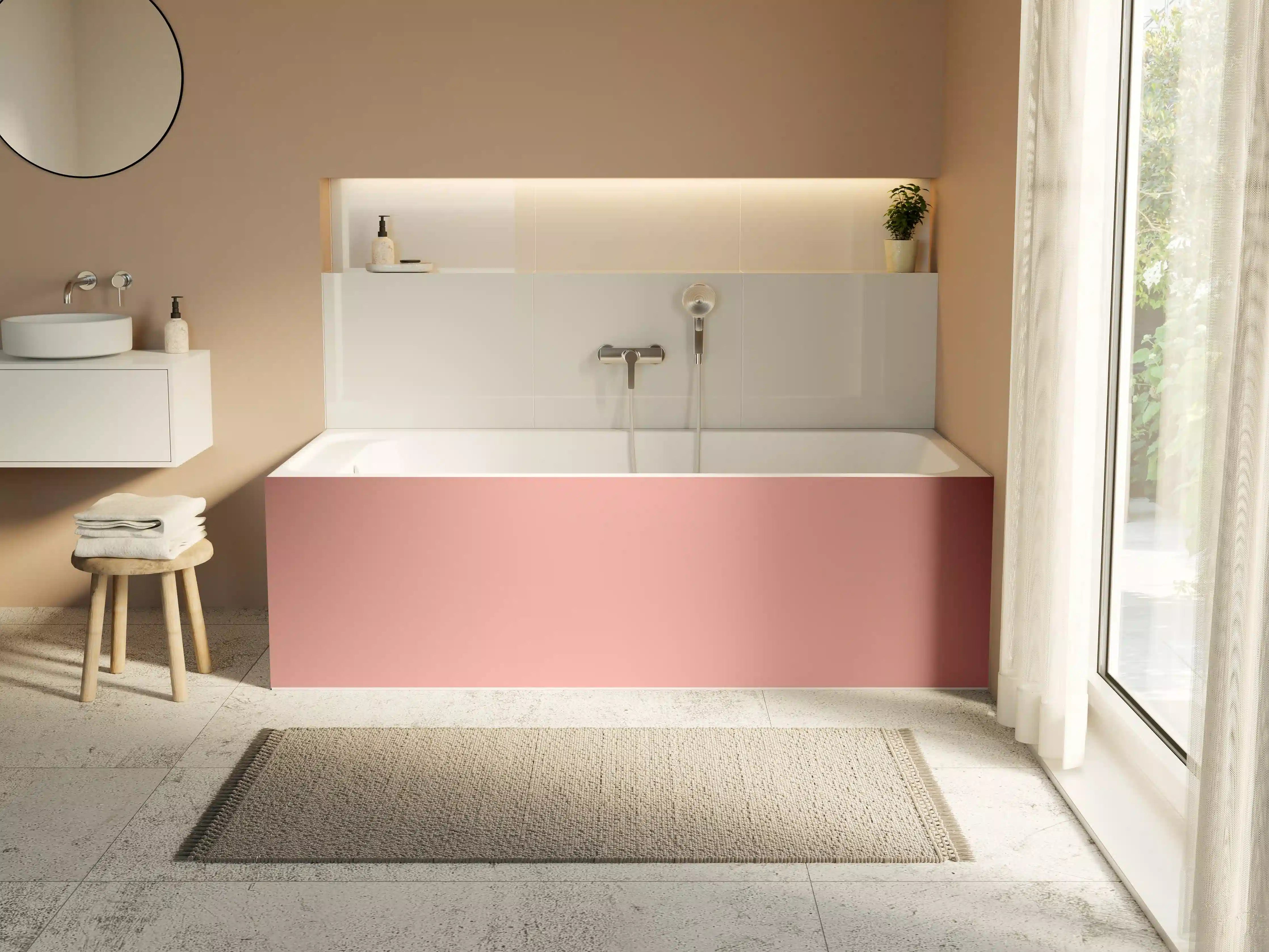 Badewannen-Rückwand - Rosa Oberfläche - Papiertextur