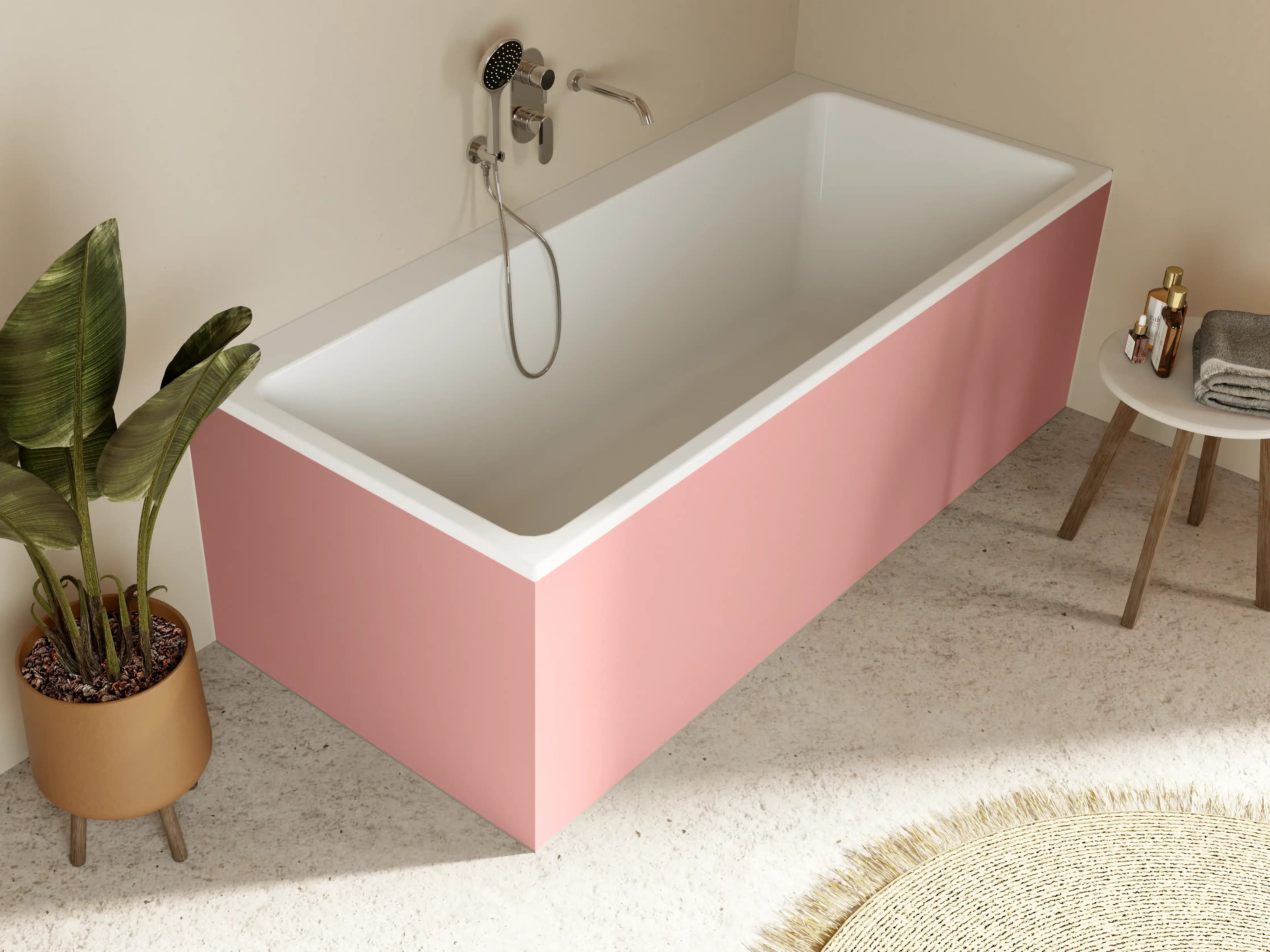 Badewannen-Rückwand - Rosa Oberfläche - Papiertextur