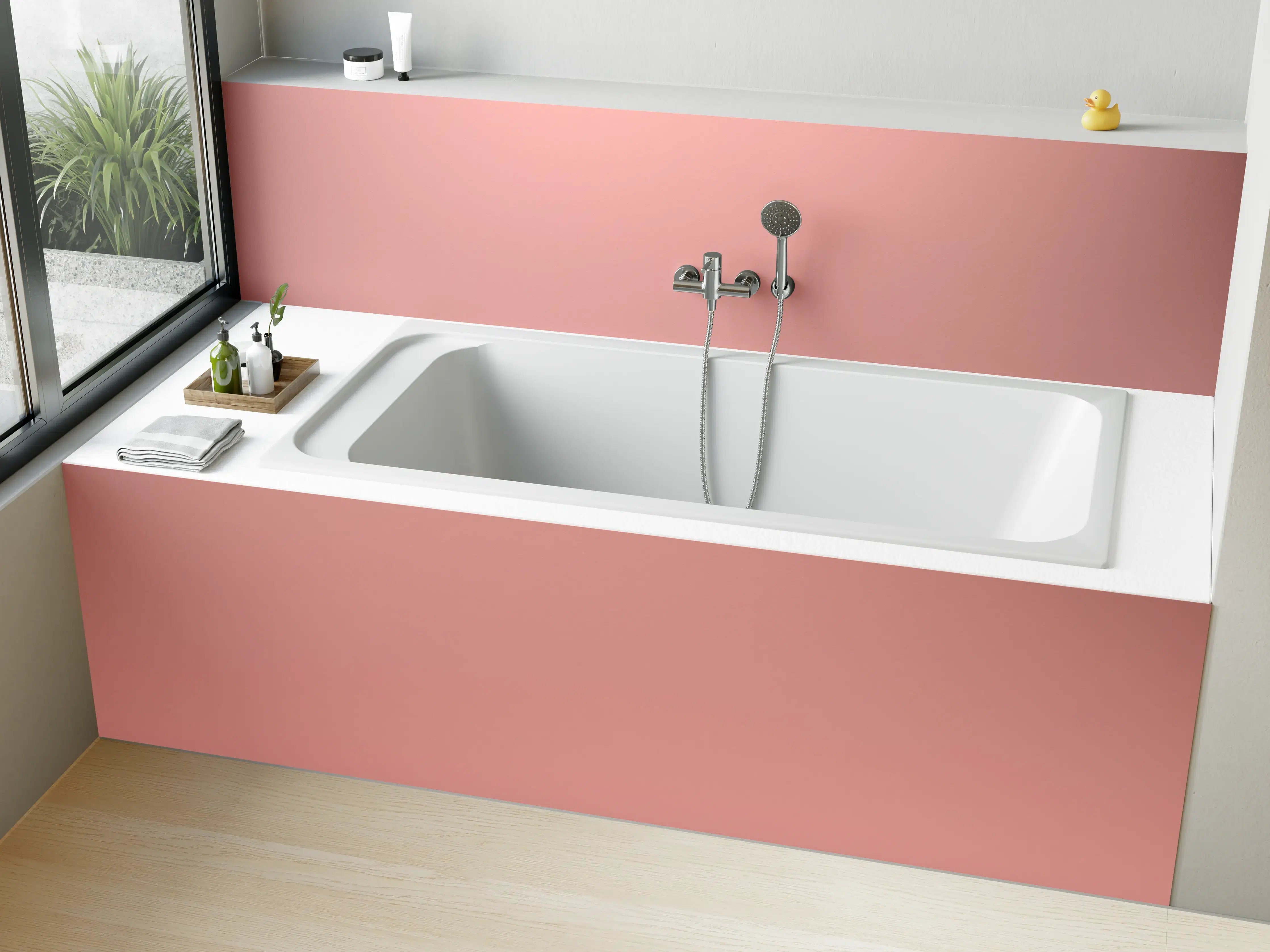 Badewannen-Rückwand - Rosa Oberfläche - Papiertextur