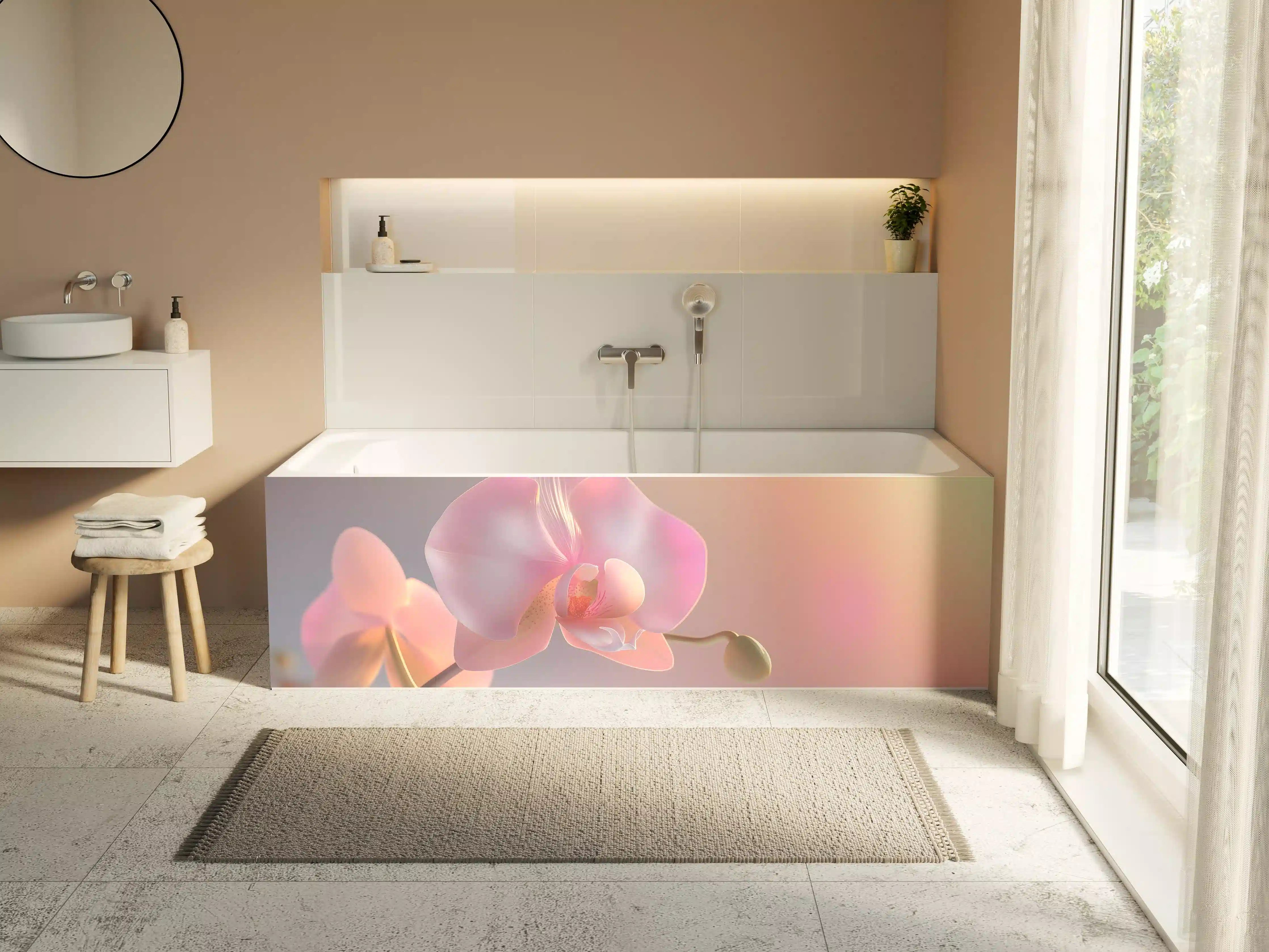 Badewannen-Rückwand - Rosa Orchidee Pastellhintergrund