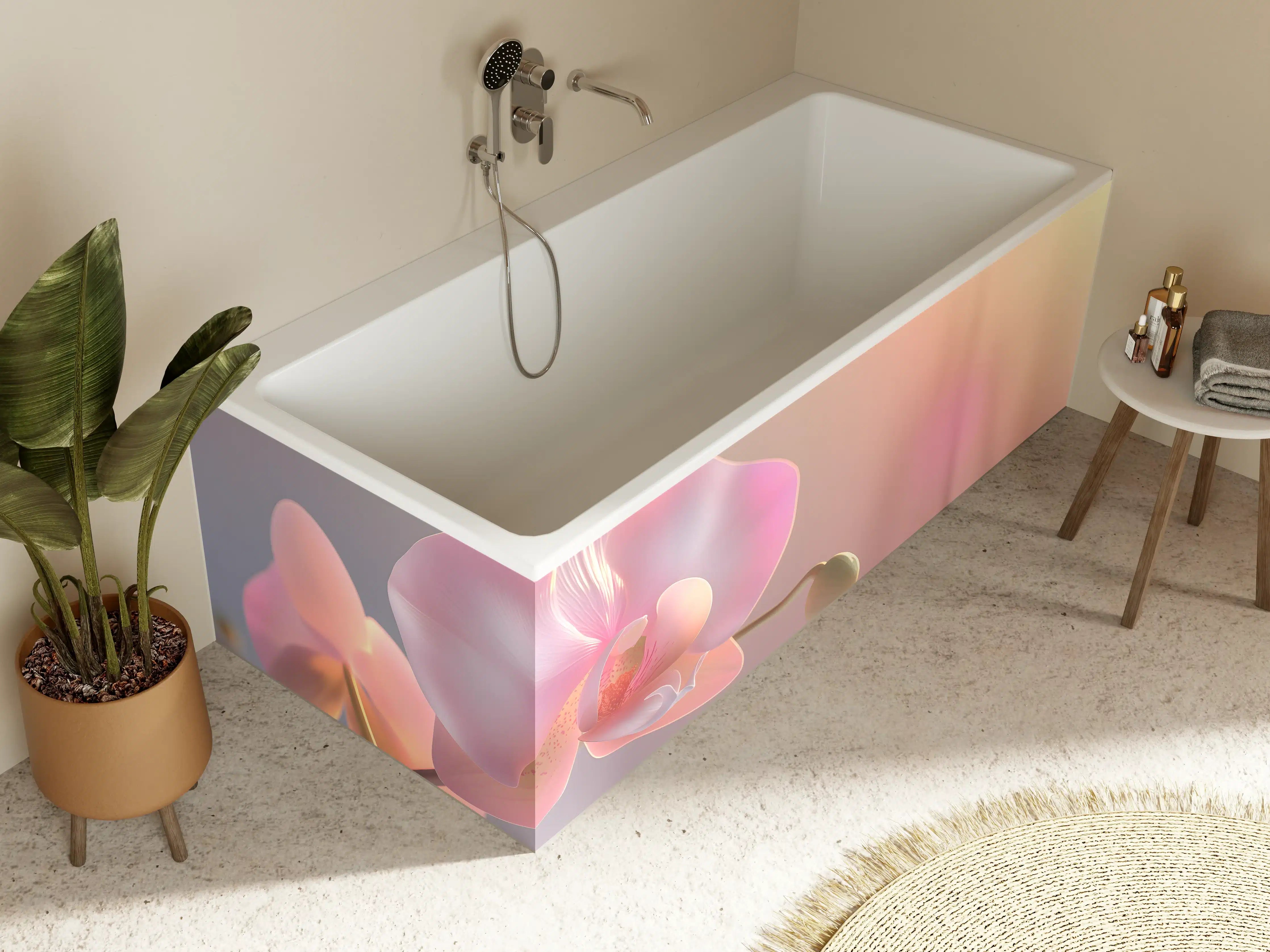Badewannen-Rückwand - Rosa Orchidee Pastellhintergrund