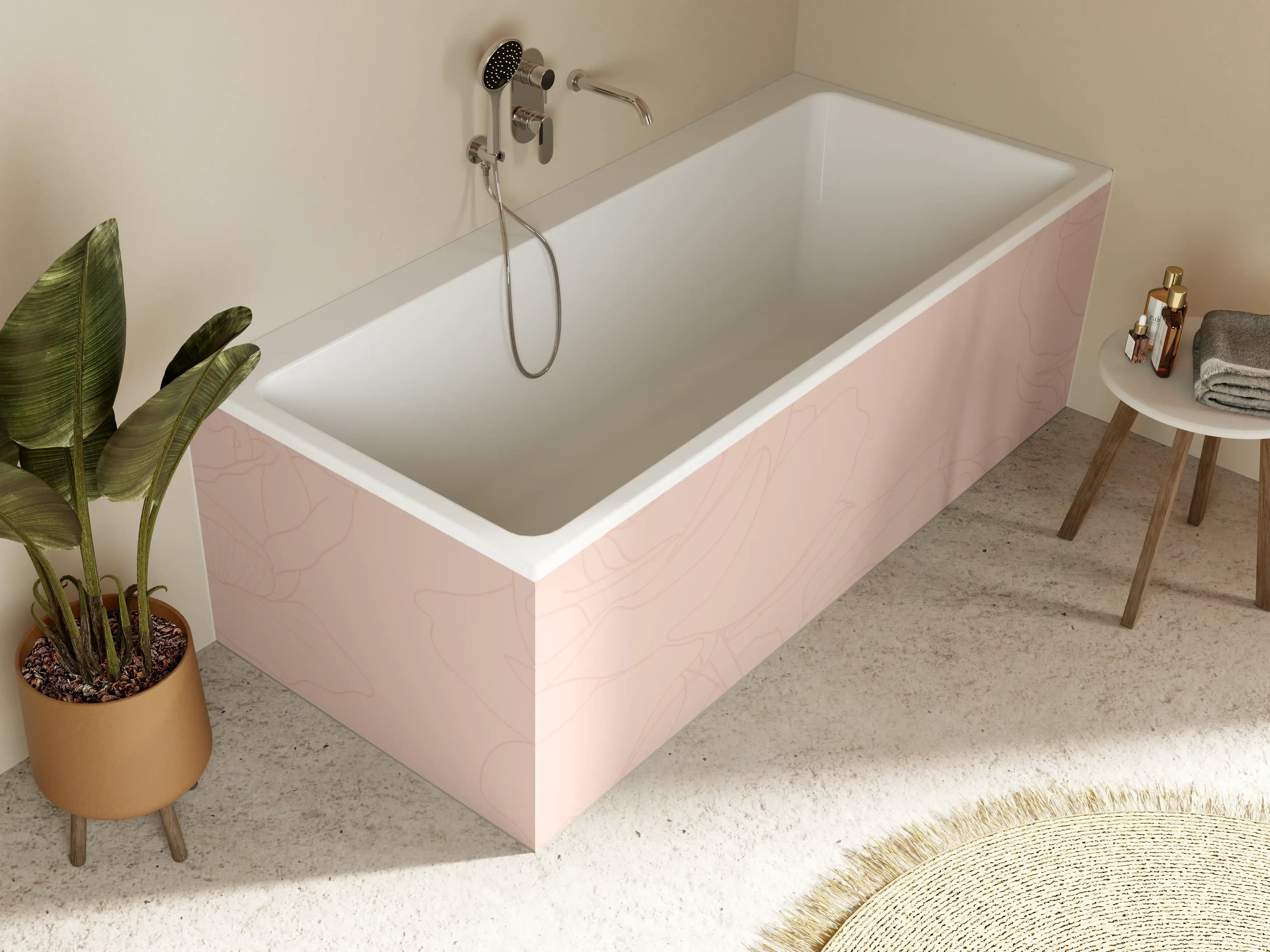 Badewannen-Rückwand - Rosa Rosen