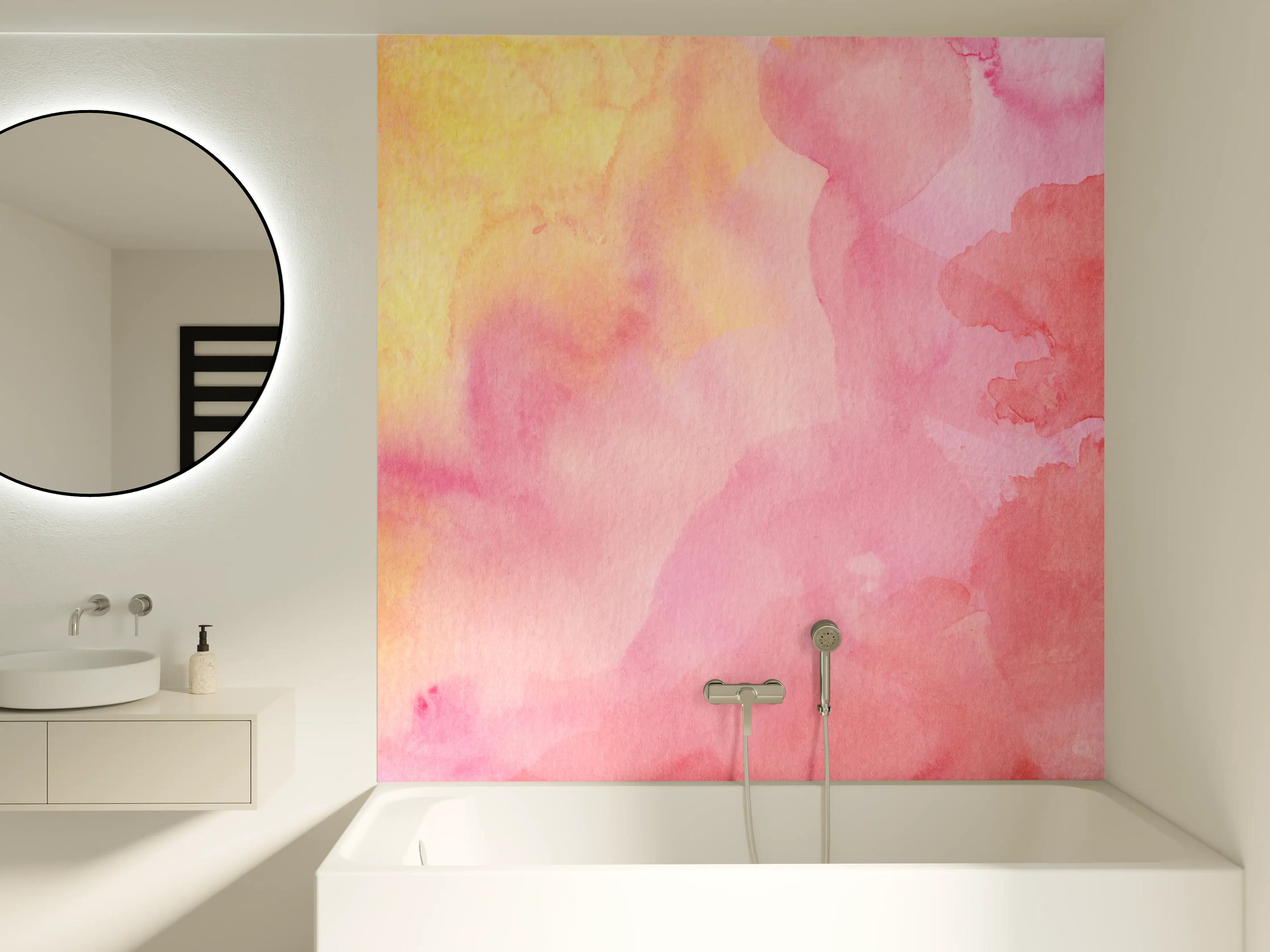 Badewannen-Rückwand - Rosa Verwaschenes Farben-Design