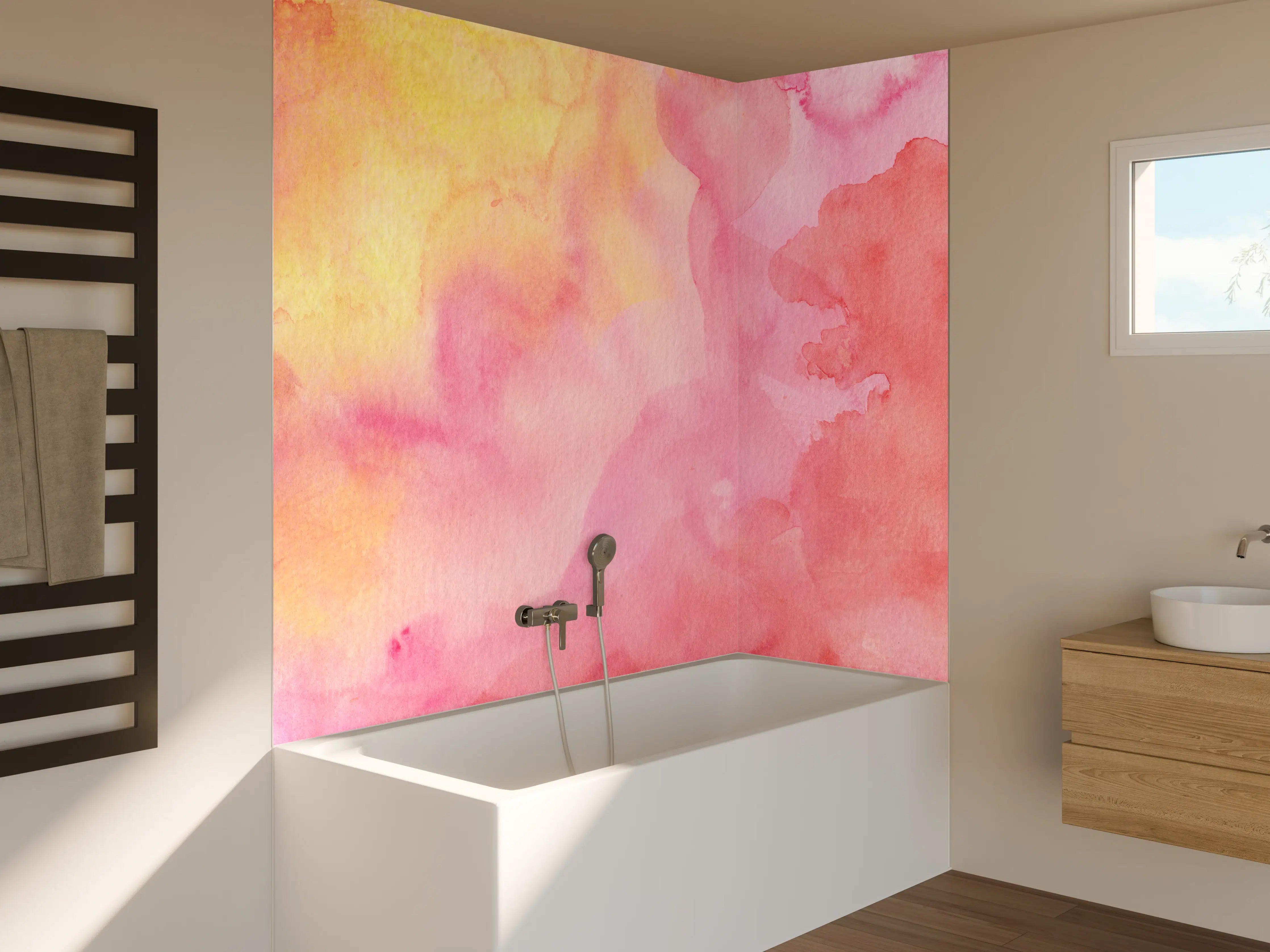 Badewannen-Rückwand - Rosa Verwaschenes Farben-Design