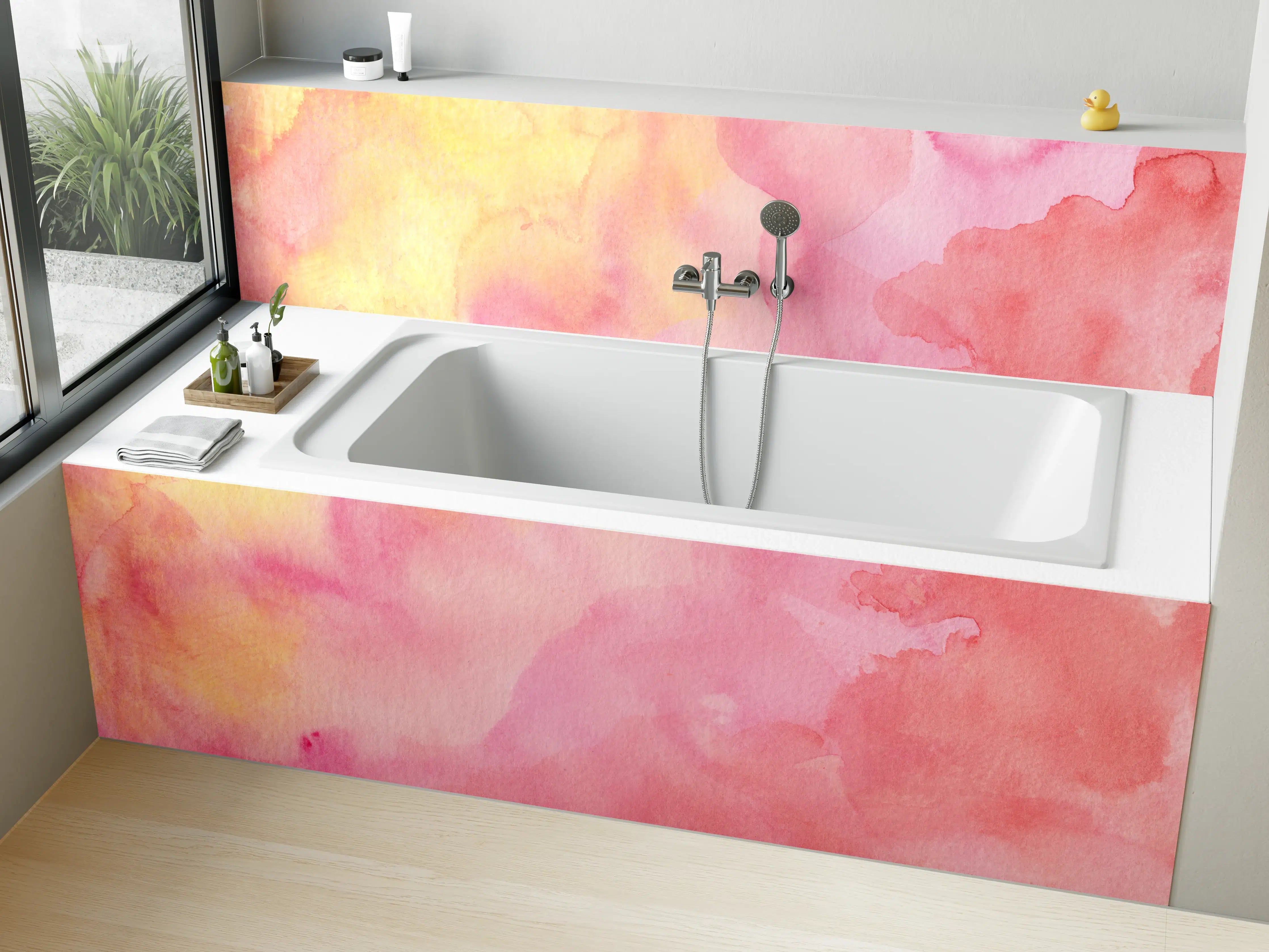Badewannen-Rückwand - Rosa Verwaschenes Farben-Design