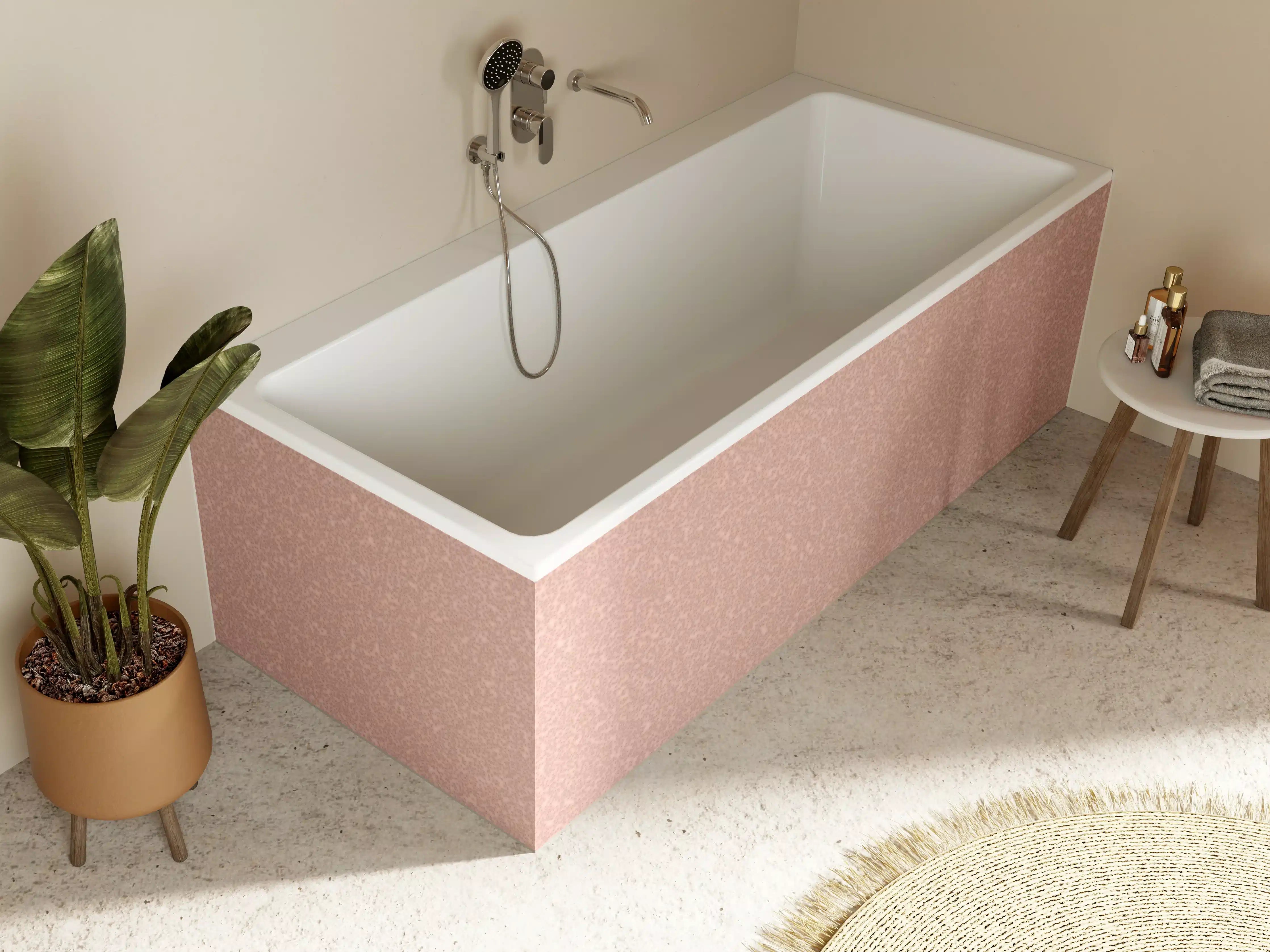 Badewannen-Rückwand - Rosa Wandtextur - Korallenfarbe