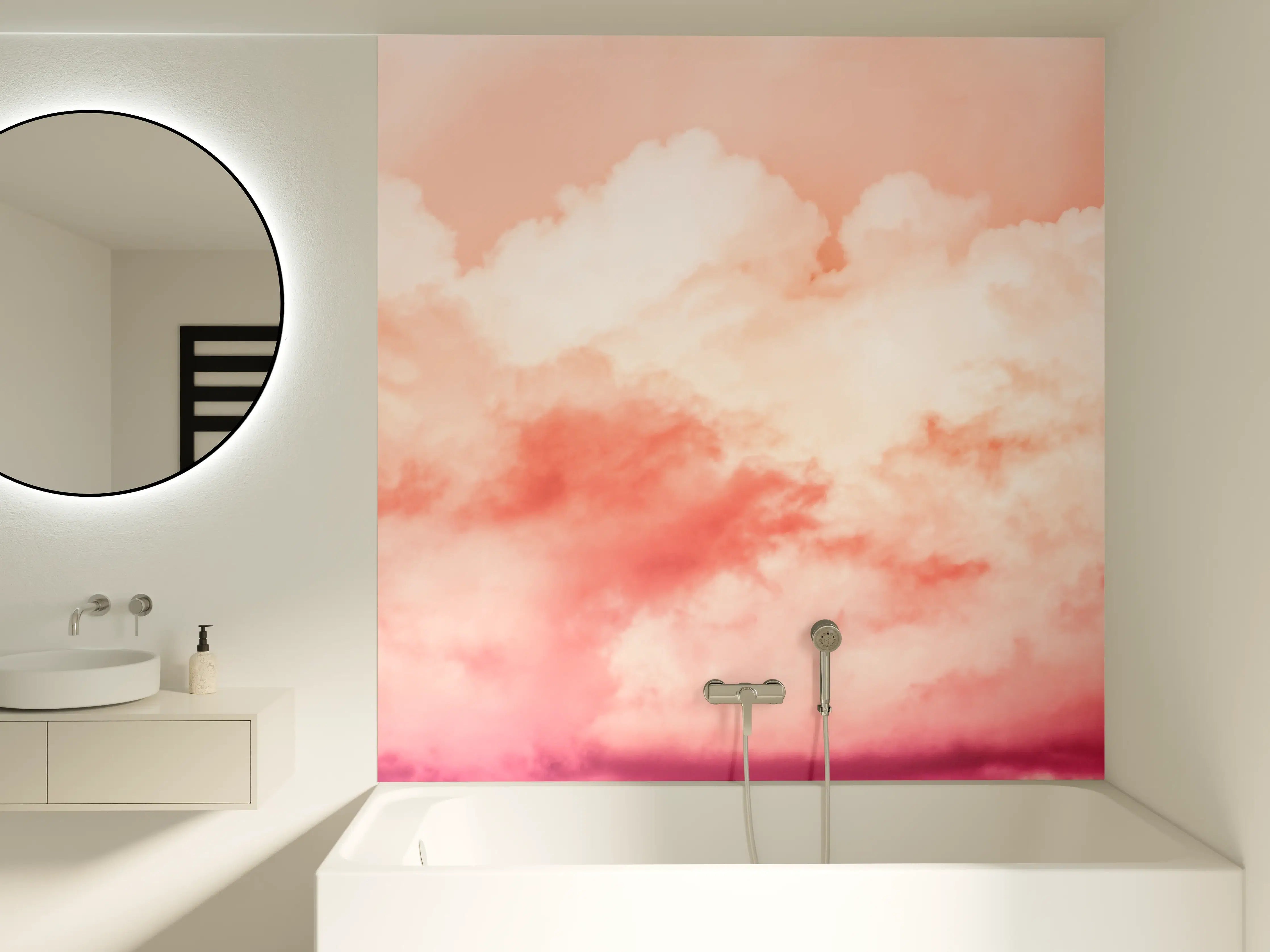 Badewannen-Rückwand - Rosa Wolkenhimmel