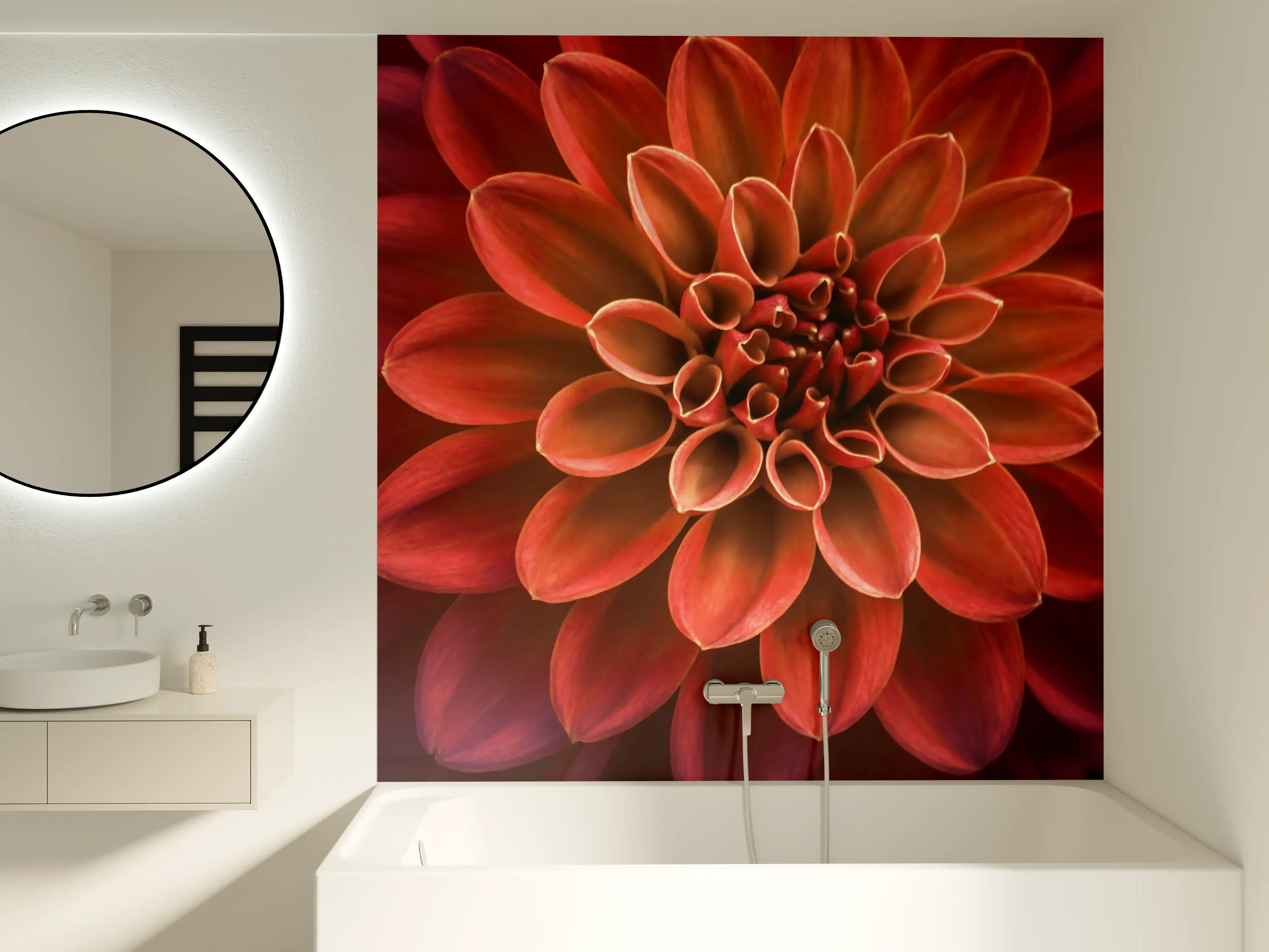 Badewannen-Rückwand - Rosa und lila Dahlienblütenblätter 