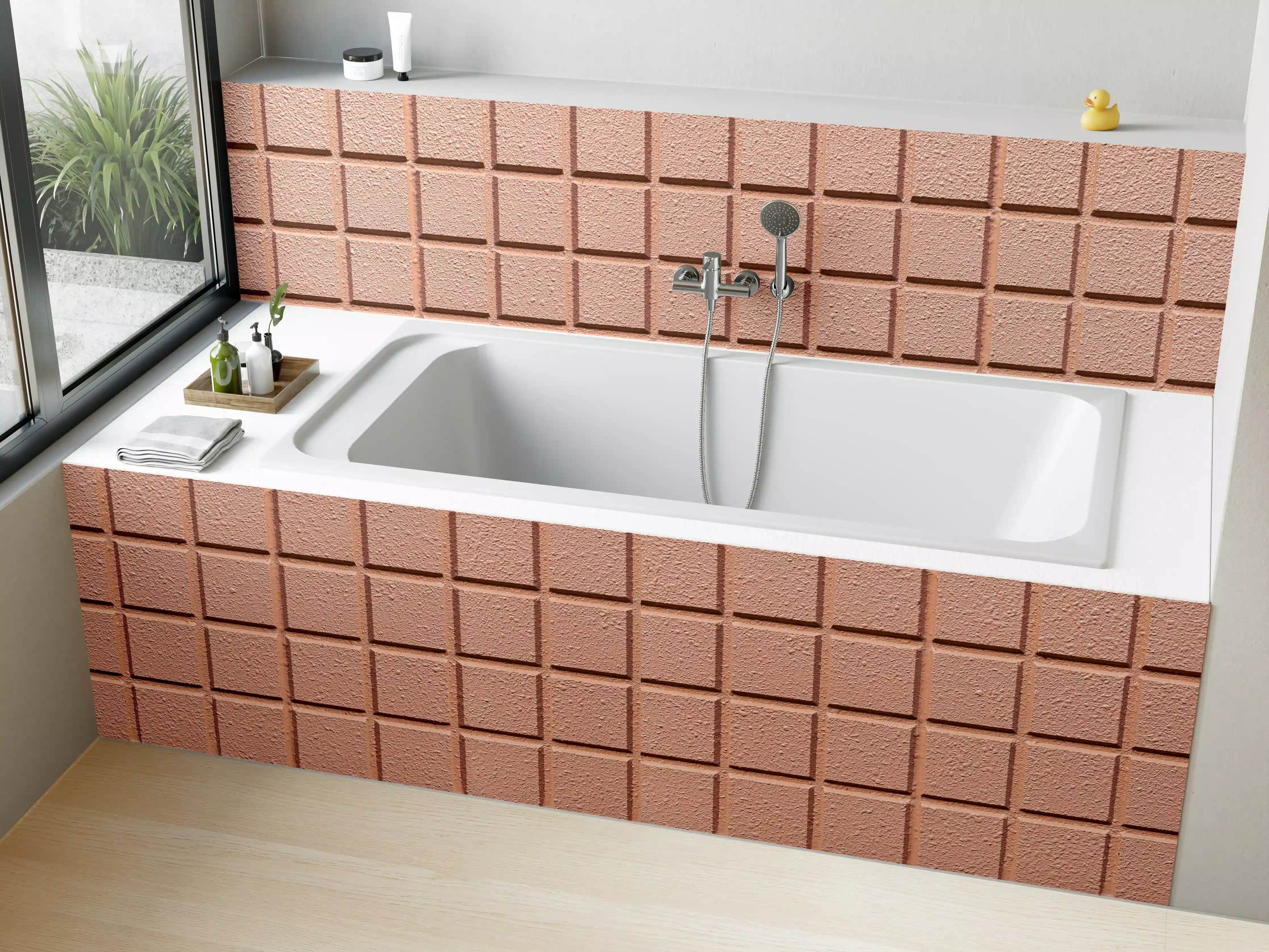 Badewannen-Rückwand - Rosafarbige Steintextur