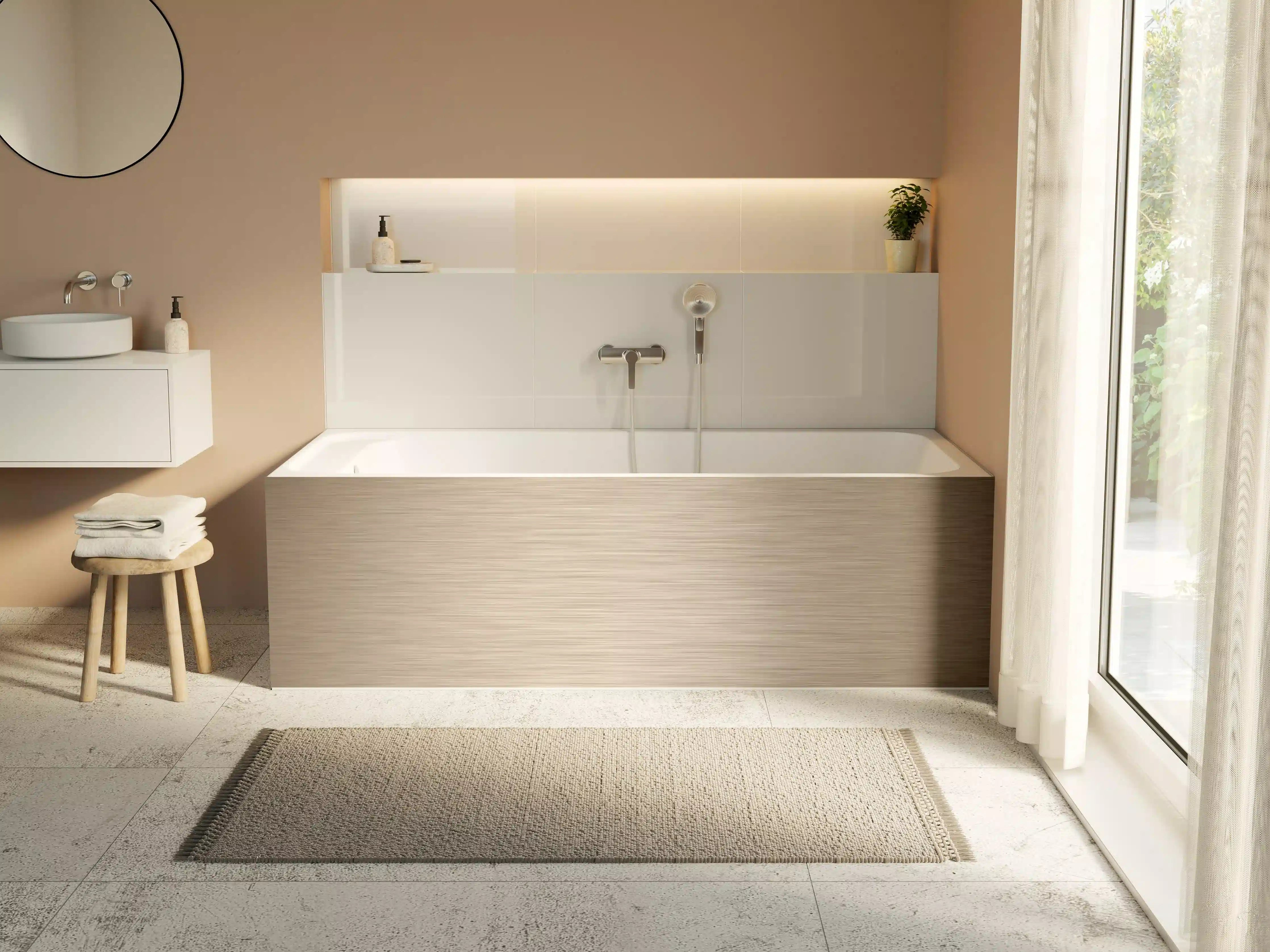 Badewannen-Rückwand - Rose - ALU Prime - Metall Gebürstet