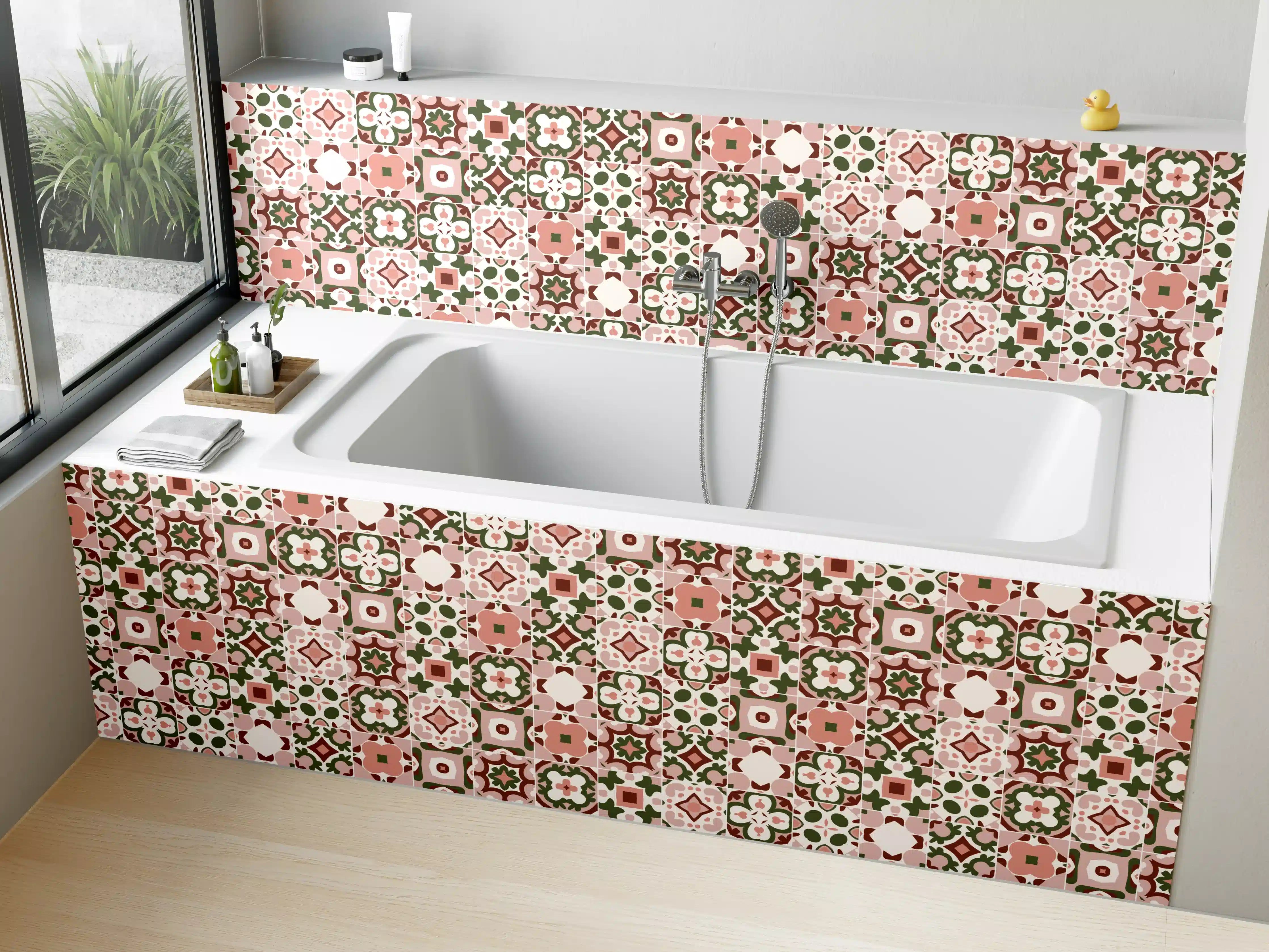 Badewannen-Rückwand - Rosé-Goldenes Mosaikmuster
