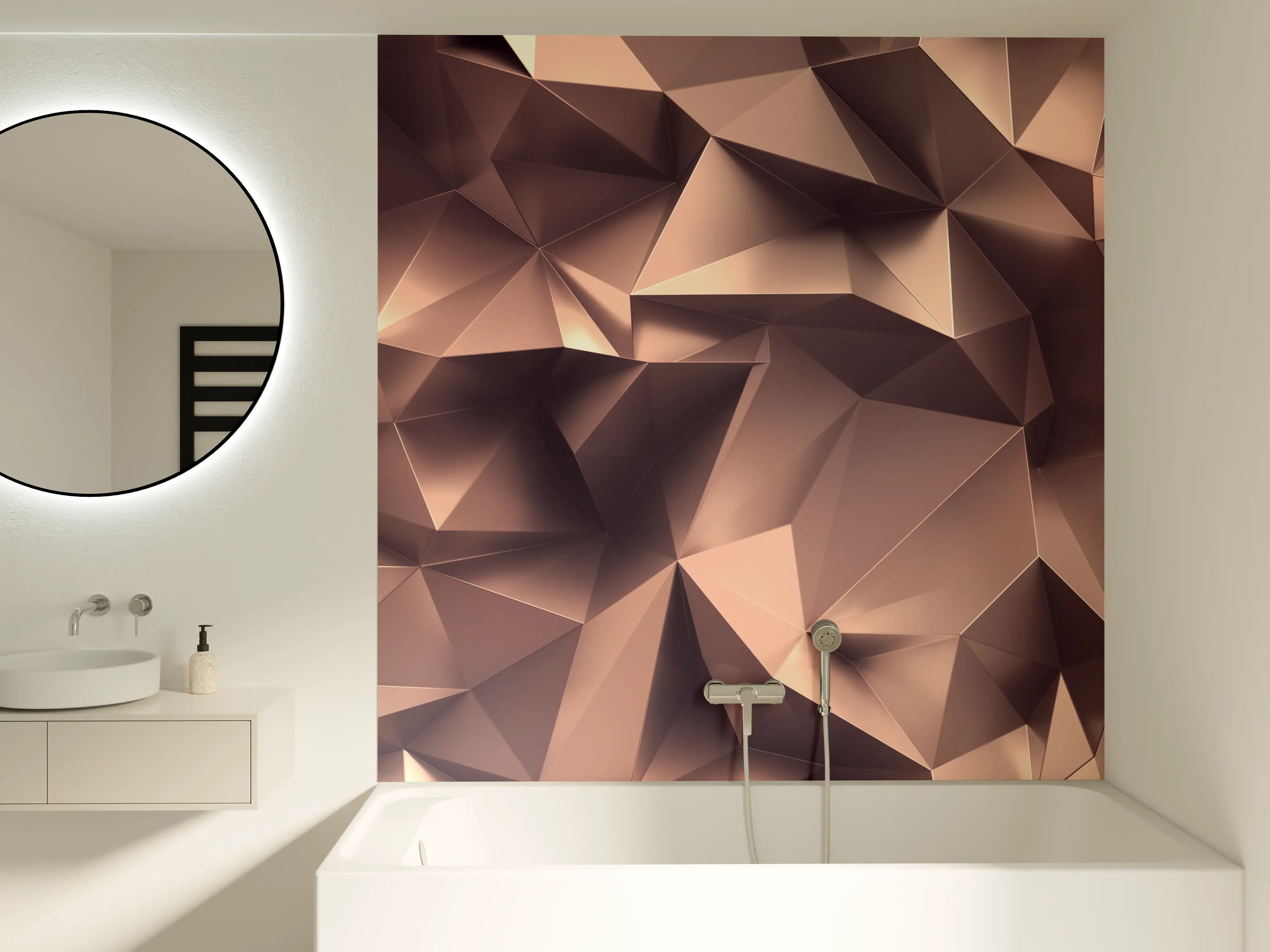 Badewannen-Rückwand - Roségold Kristall-Polygon-Hintergrund