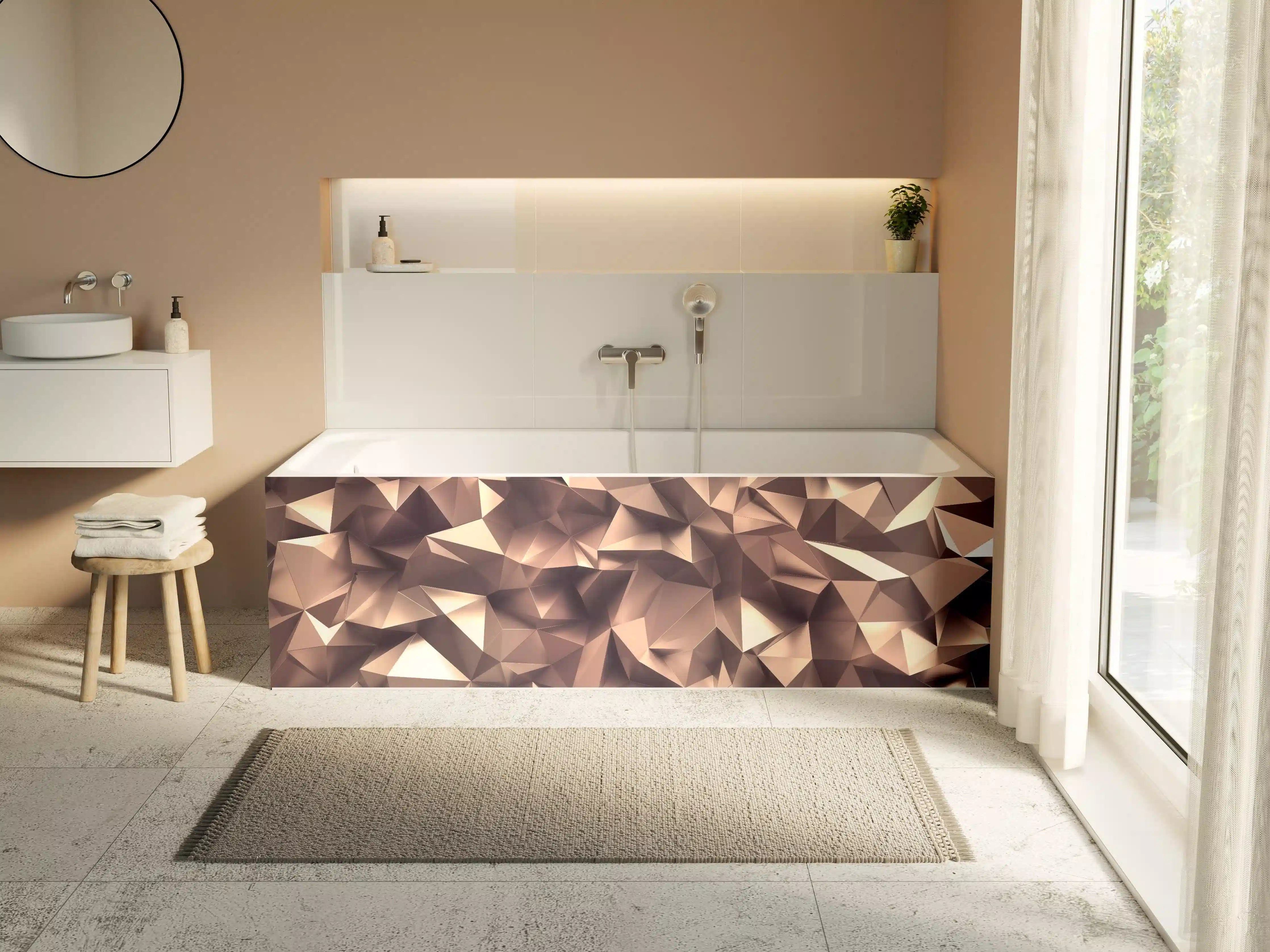 Badewannen-Rückwand - Roségold Kristall-Polygon-Hintergrund
