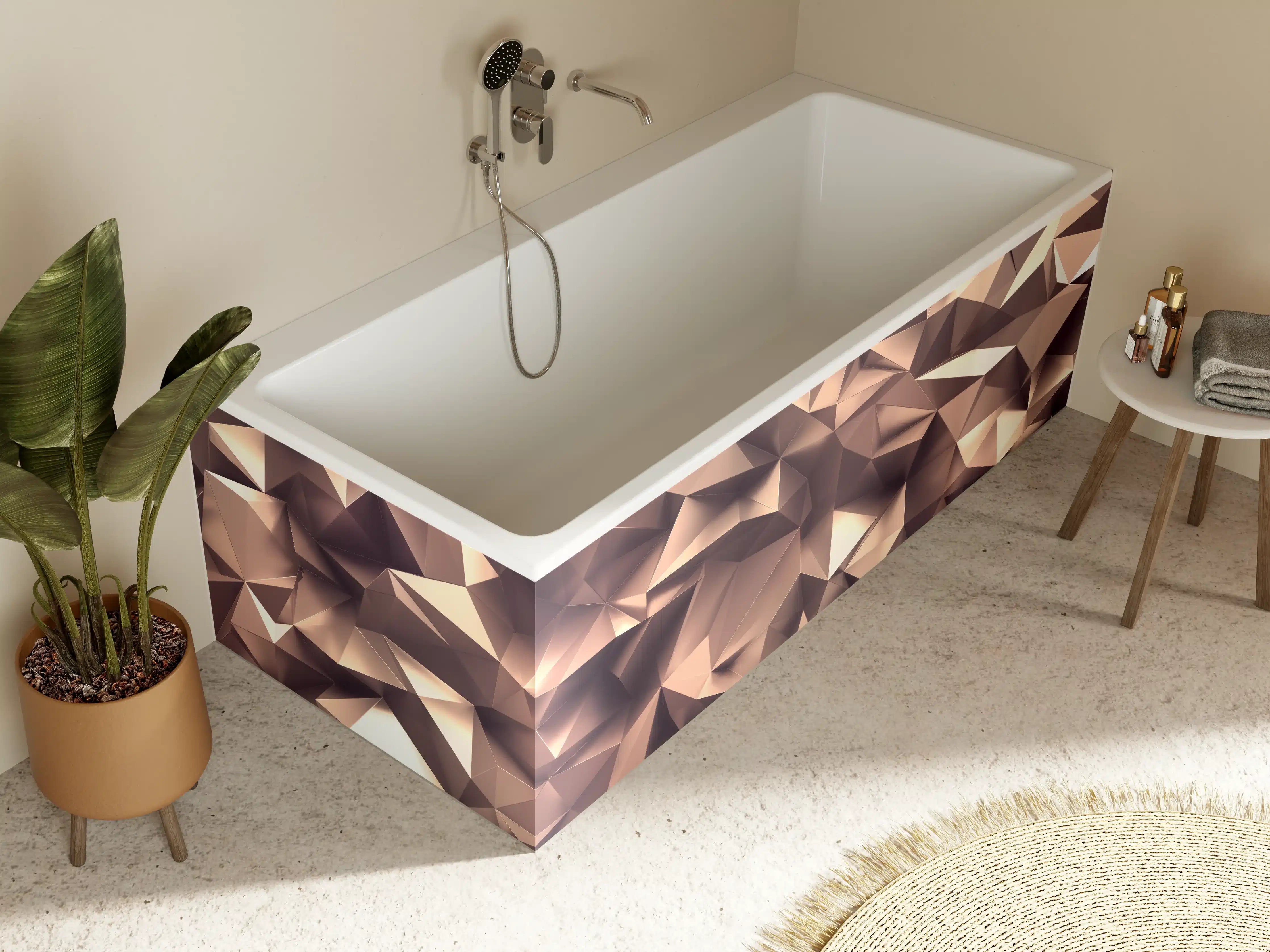 Badewannen-Rückwand - Roségold Kristall-Polygon-Hintergrund