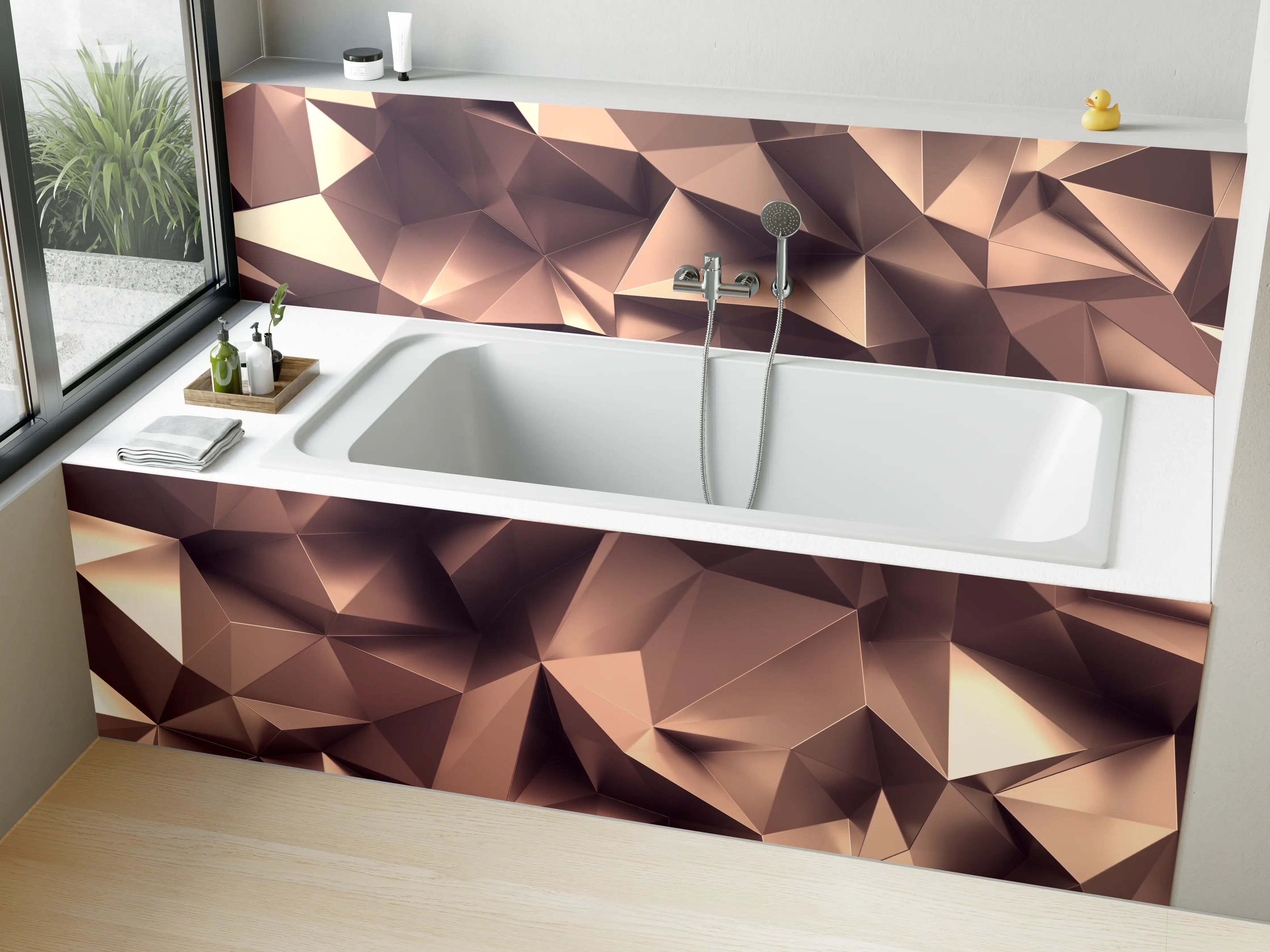 Badewannen-Rückwand - Roségold Kristall-Polygon-Hintergrund
