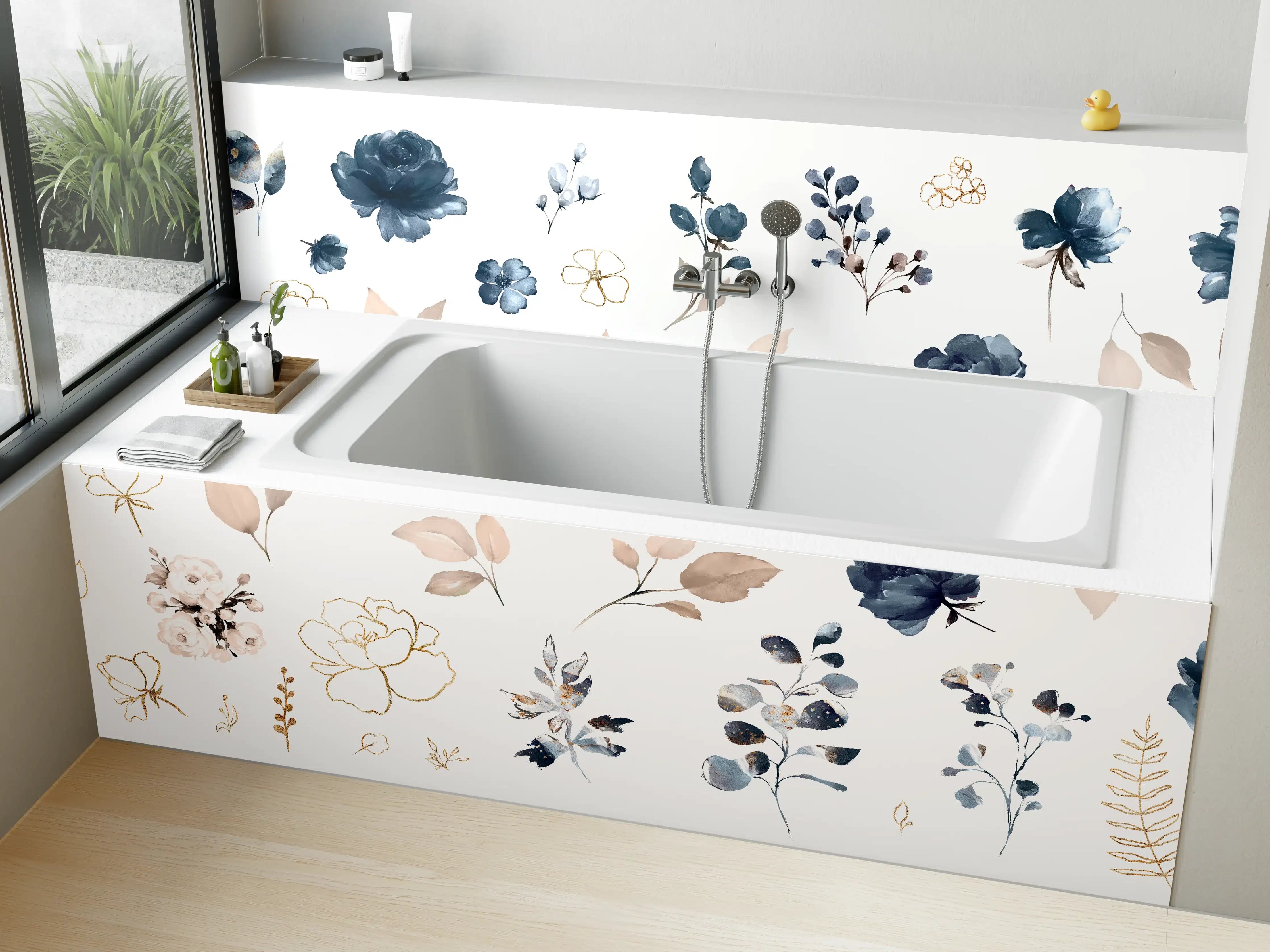 Badewannen-Rückwand - Rosen im Aquarell-Design