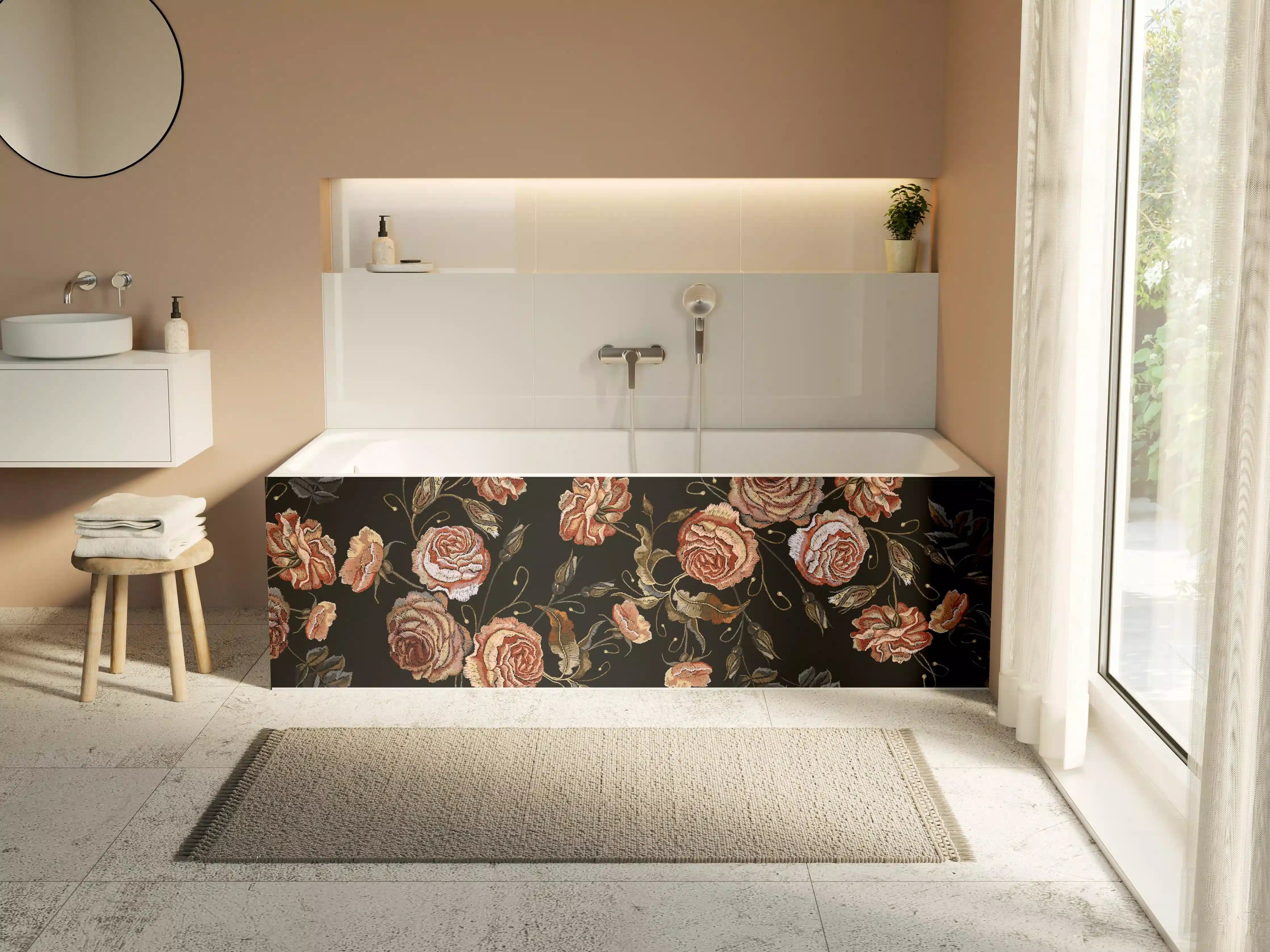 Badewannen-Rückwand - Rosen in der Dunkelheit