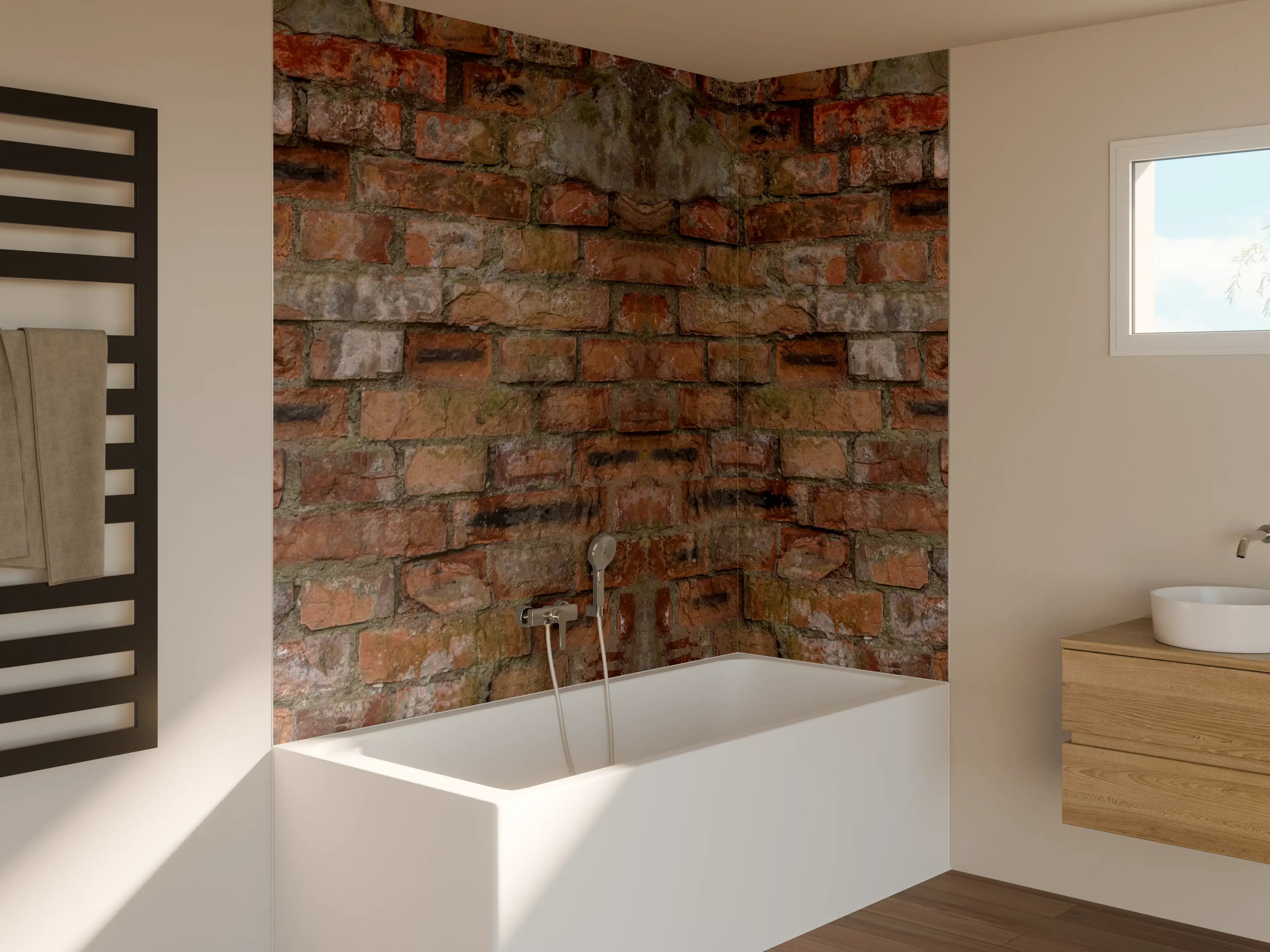 Badewannen-Rückwand - Rostige Ziegelsteinwand Textur