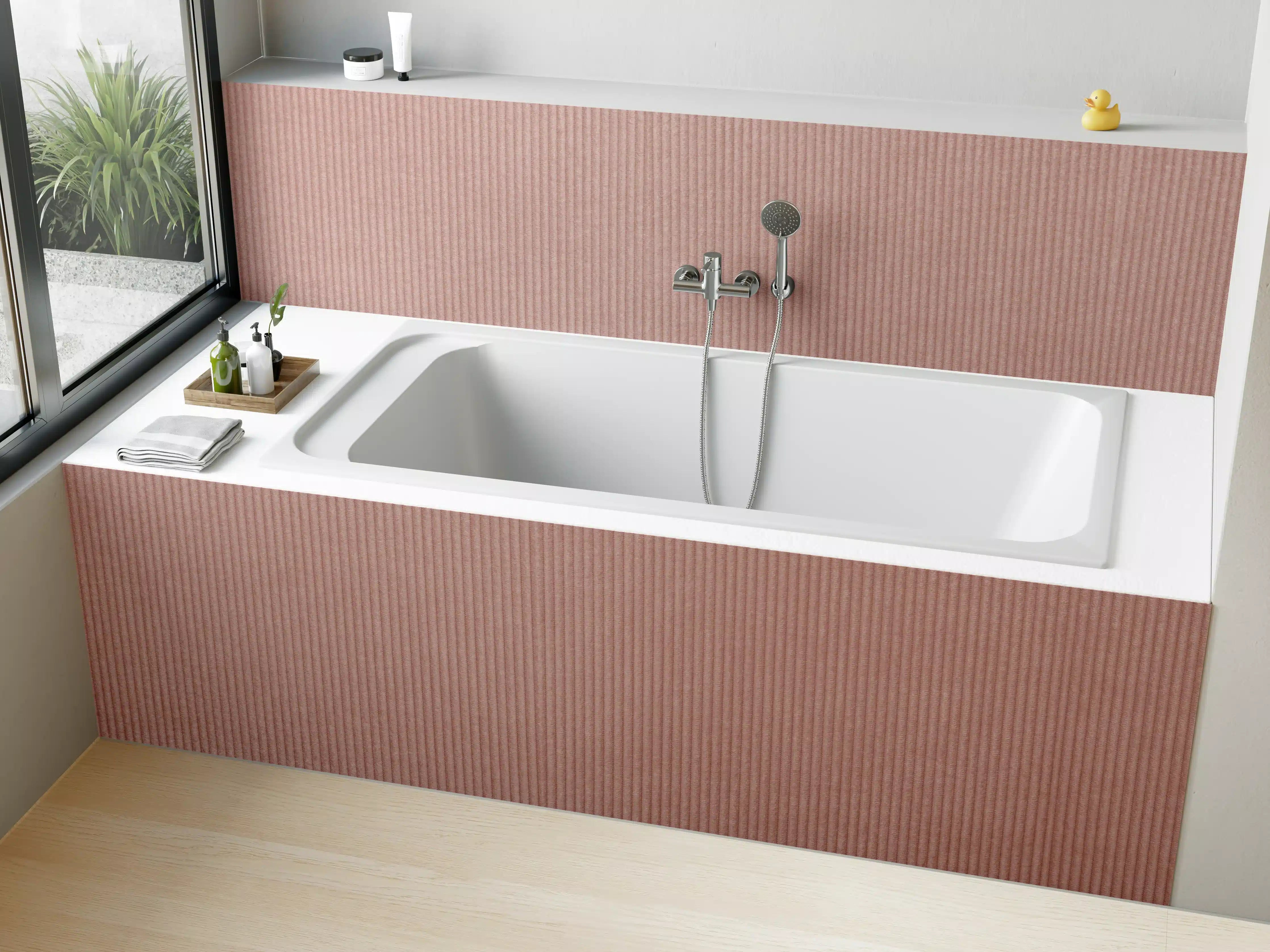 Badewannen-Rückwand - Rotbraunes Kord Textil