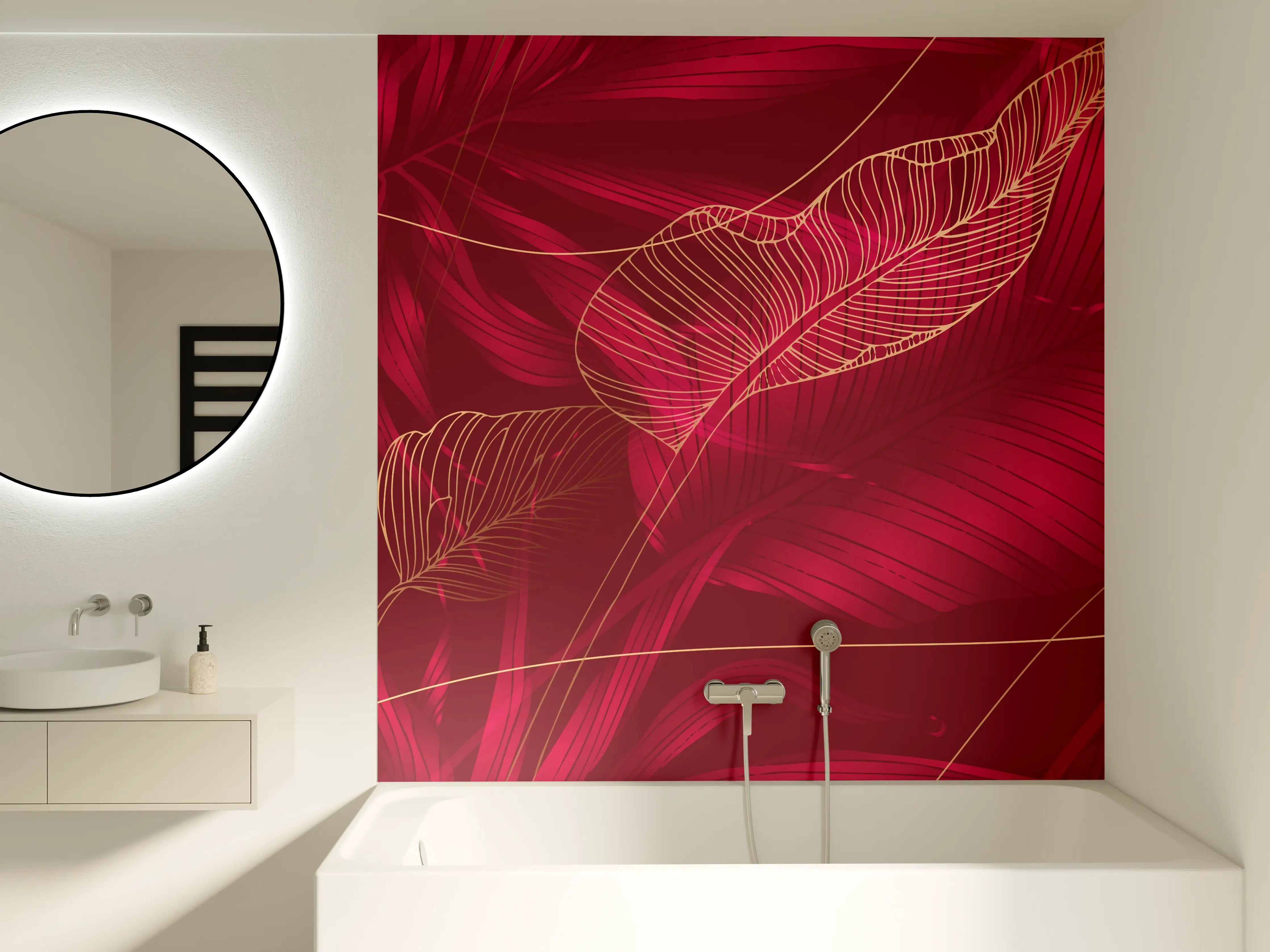 Badewannen-Rückwand - Rote Florale Muster Textur