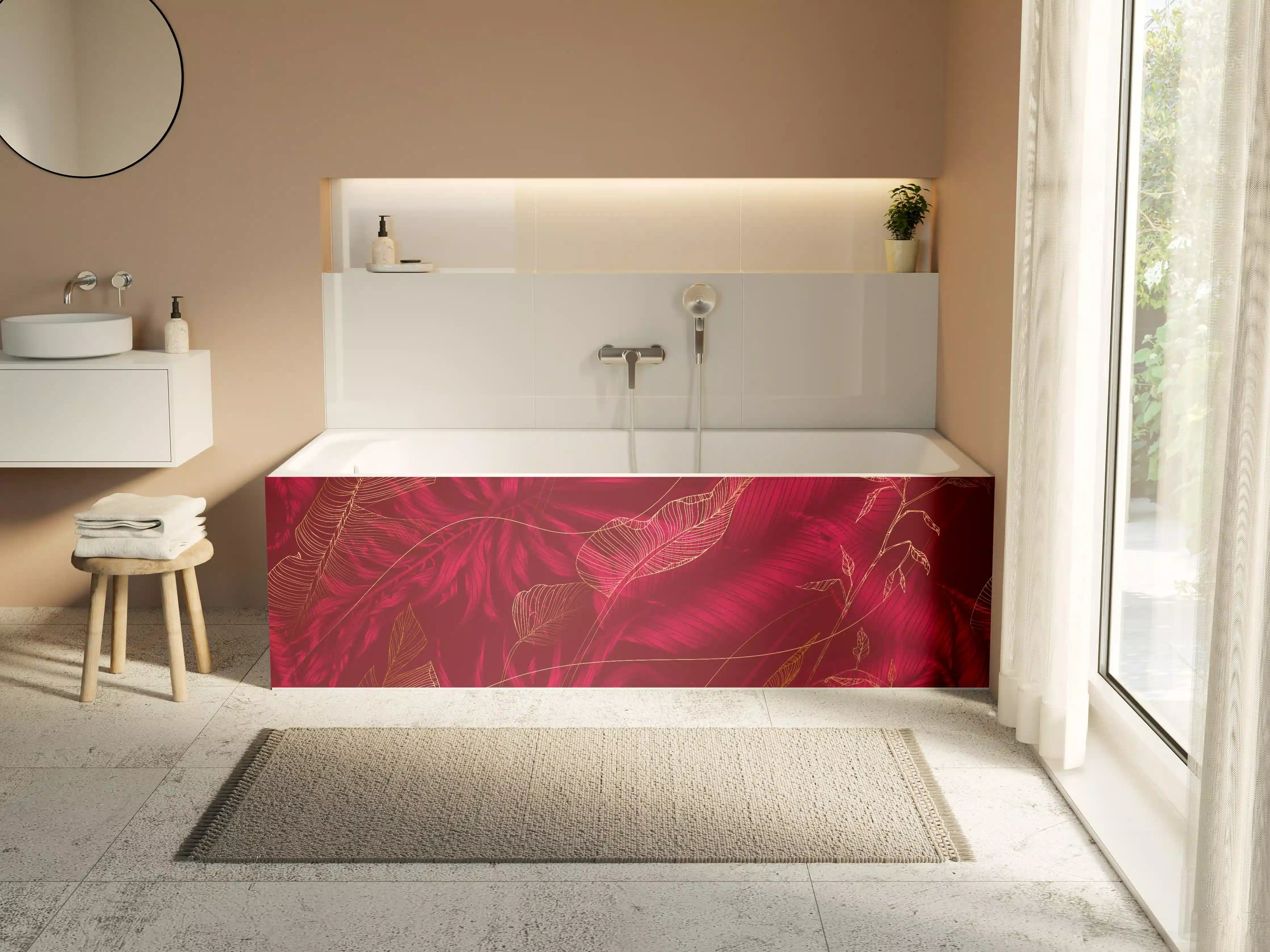 Badewannen-Rückwand - Rote Florale Muster Textur