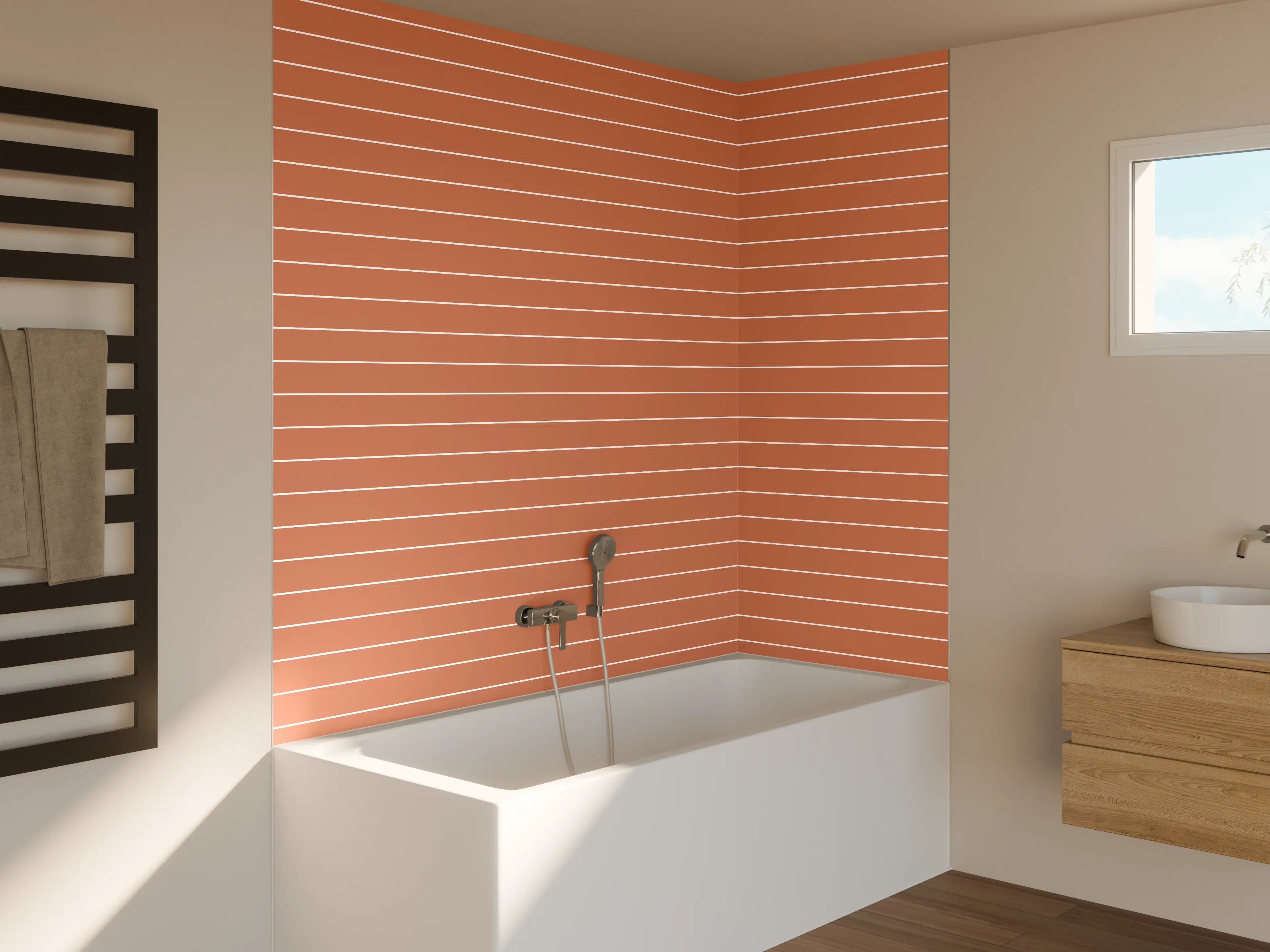 Badewannen-Rückwand - Rote Marmor-Textur mit feinen Linien