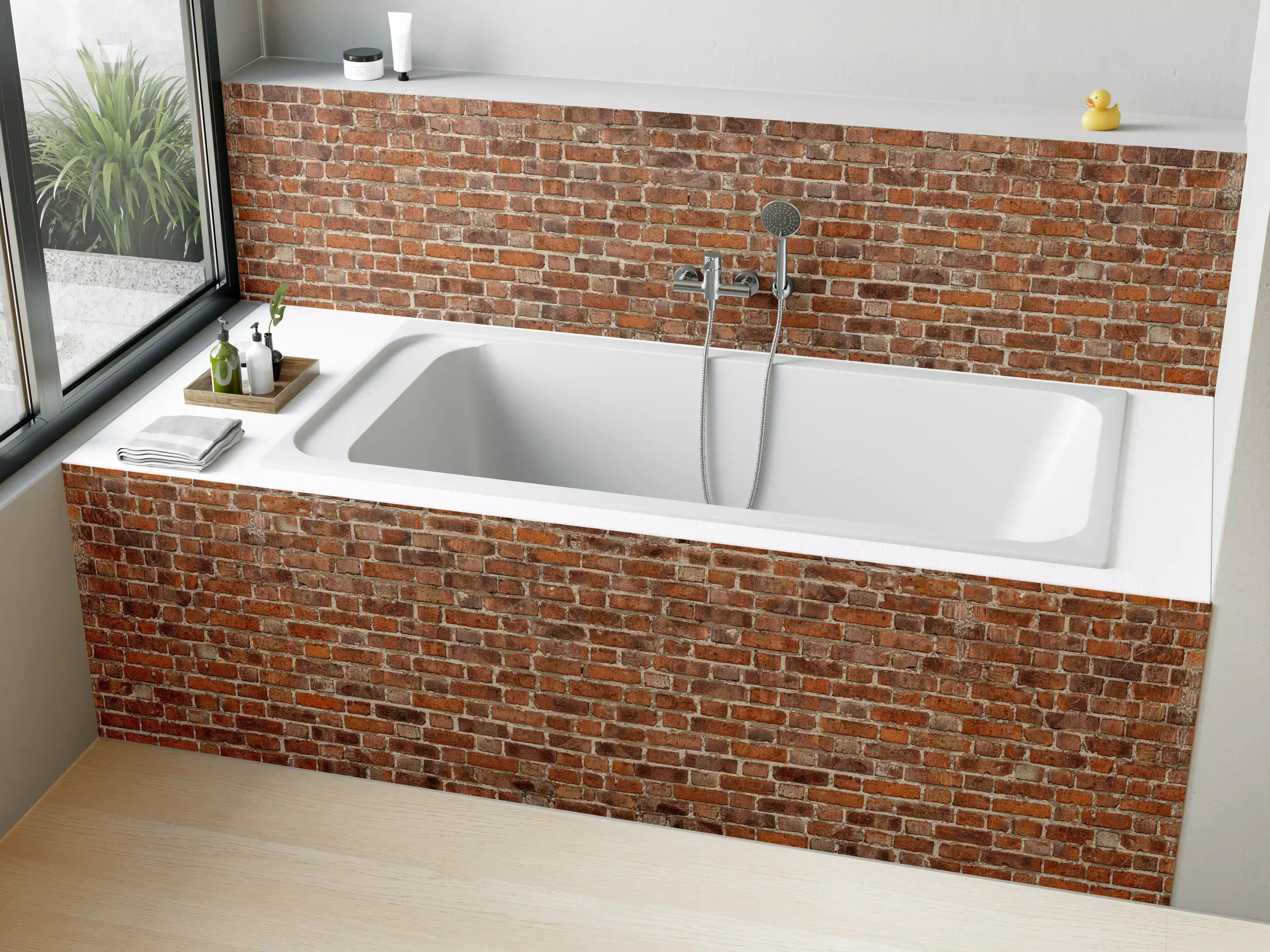 Badewannen-Rückwand - Rote Vintage Ziegel Mauerwerk