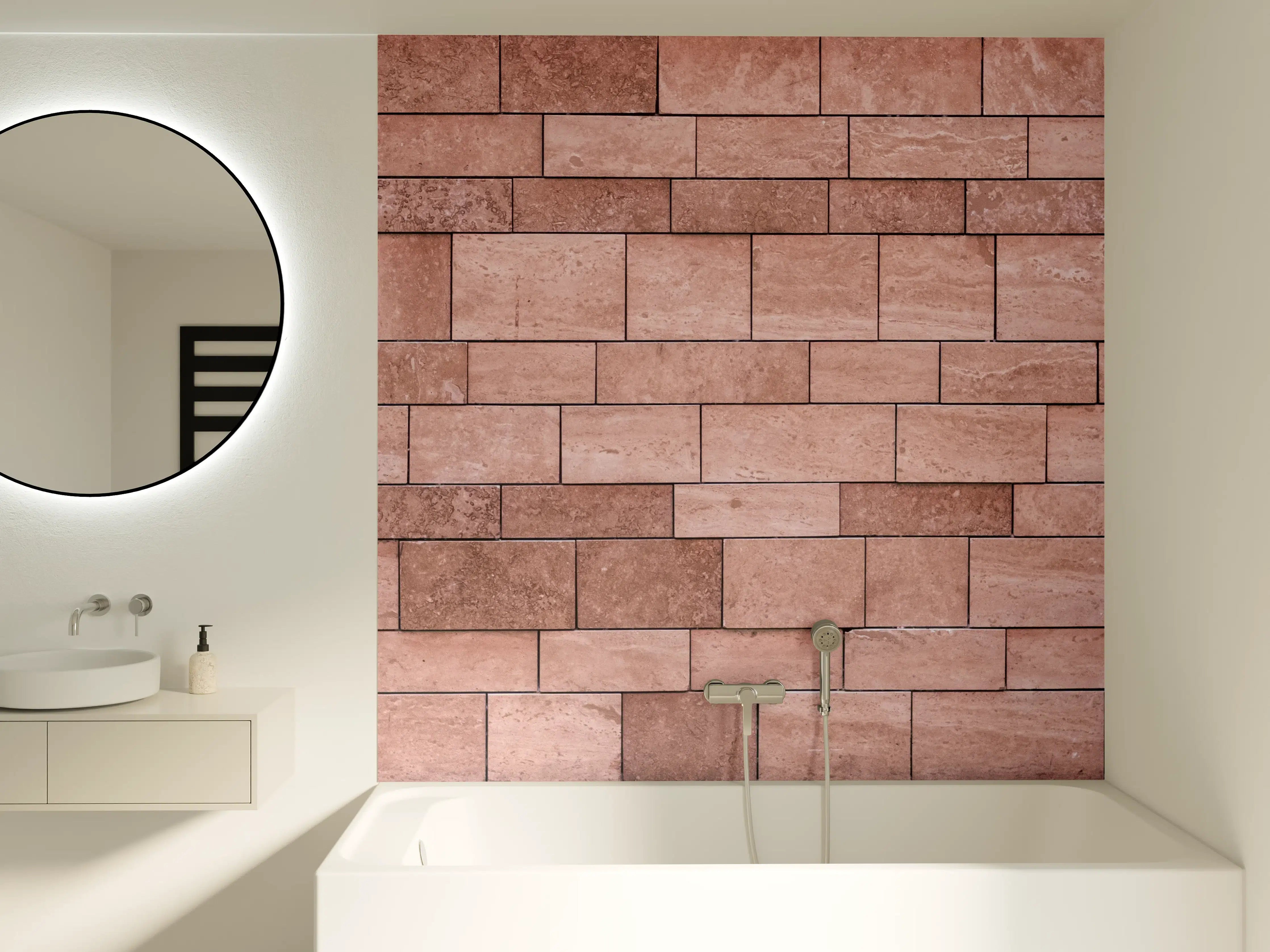 Badewannen-Rückwand - Rote Ziegelmauer in Nahaufnahme