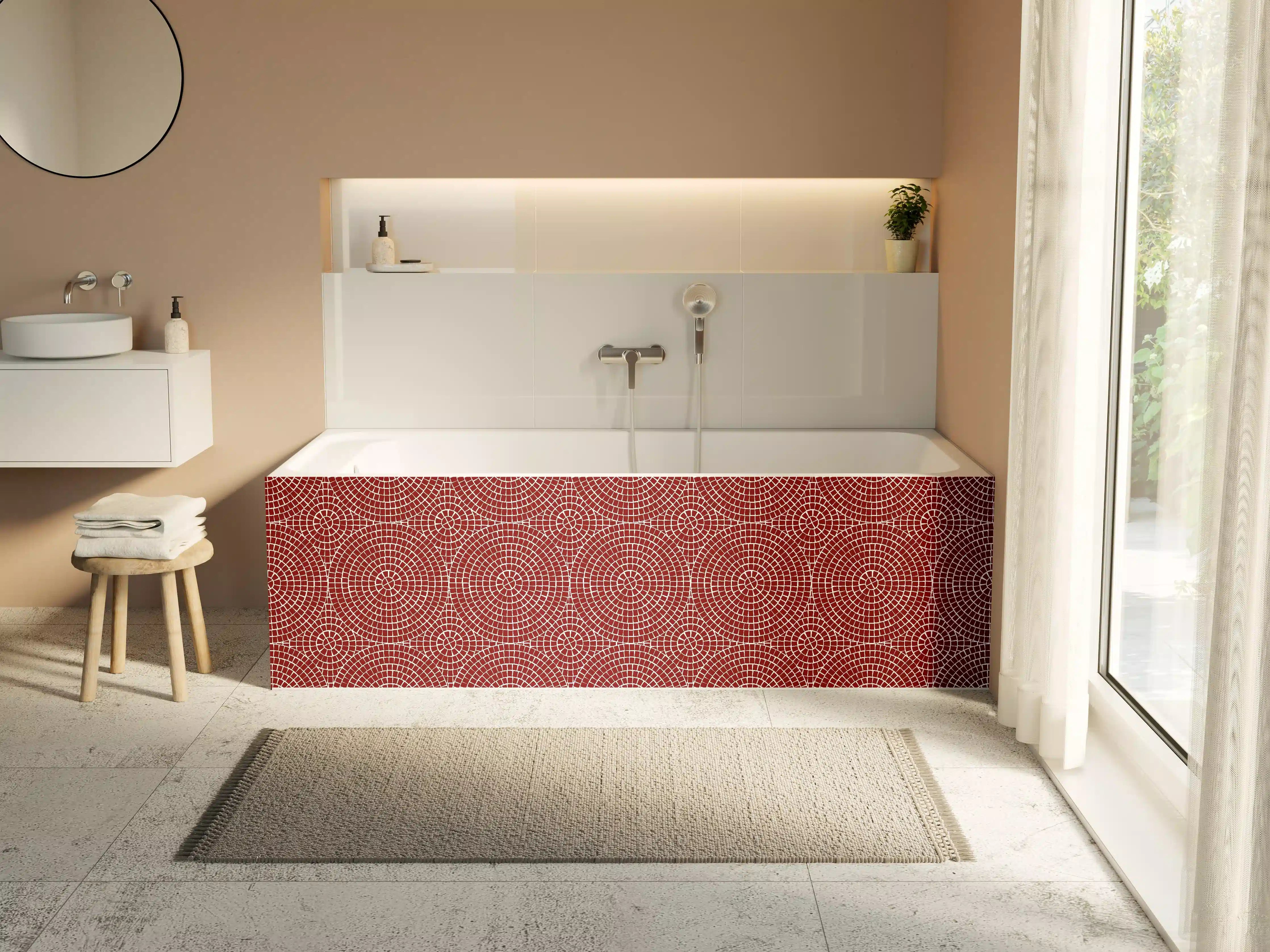 Badewannen-Rückwand - Rote geometrische Mustermuster