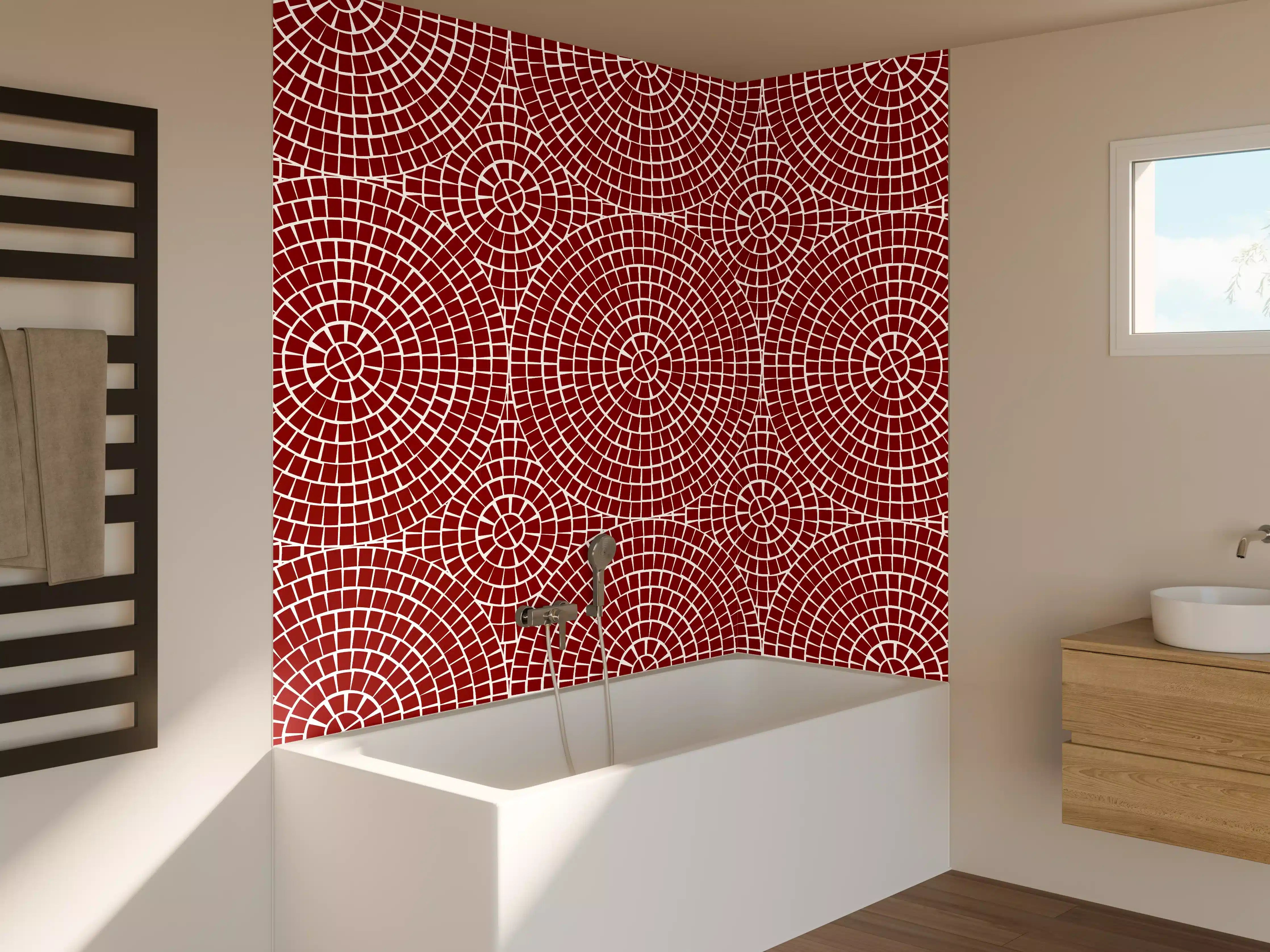 Badewannen-Rückwand - Rote geometrische Mustermuster