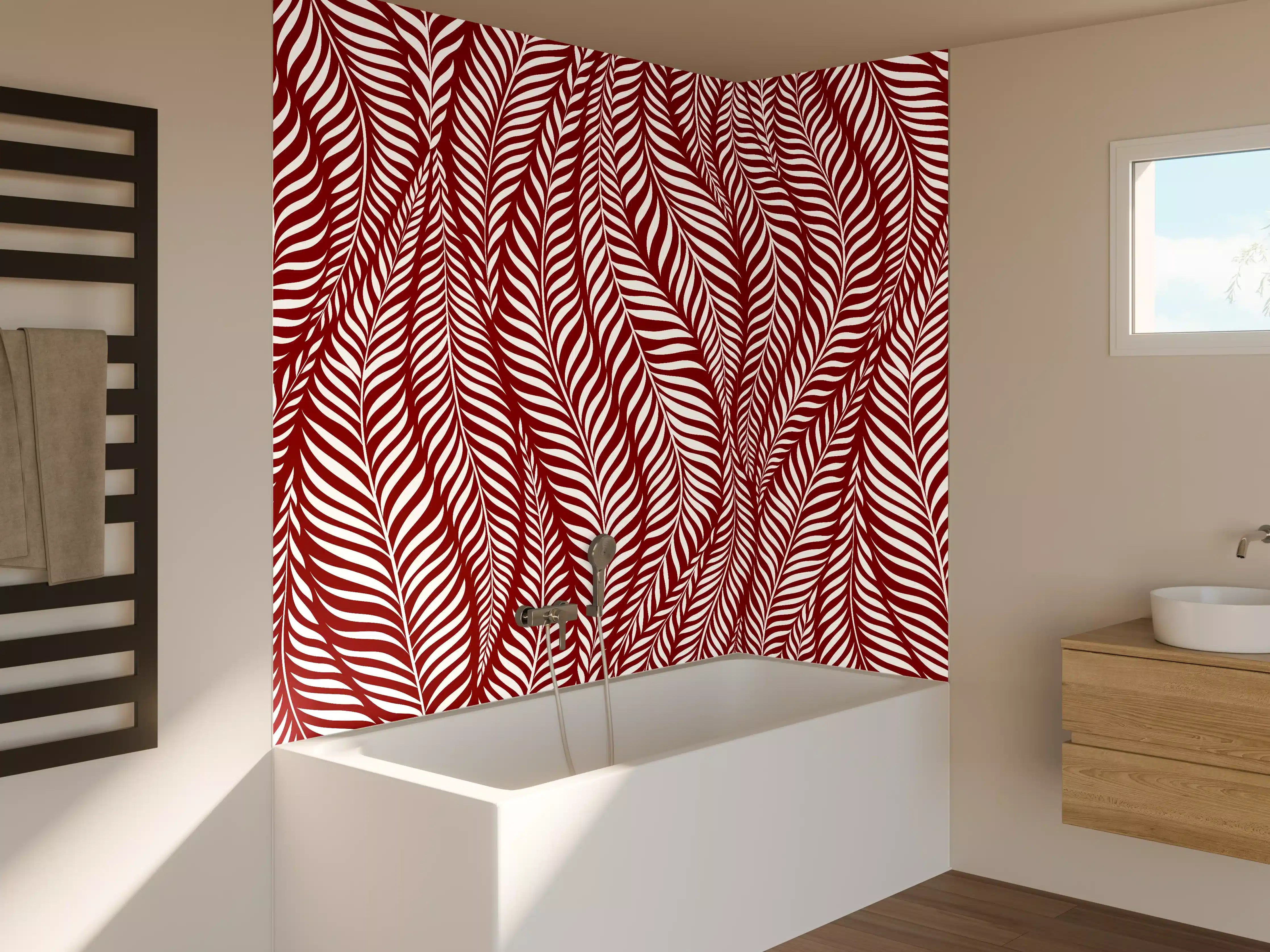 Badewannen-Rückwand - Rote und Weiße Streifenmuster-Textur
