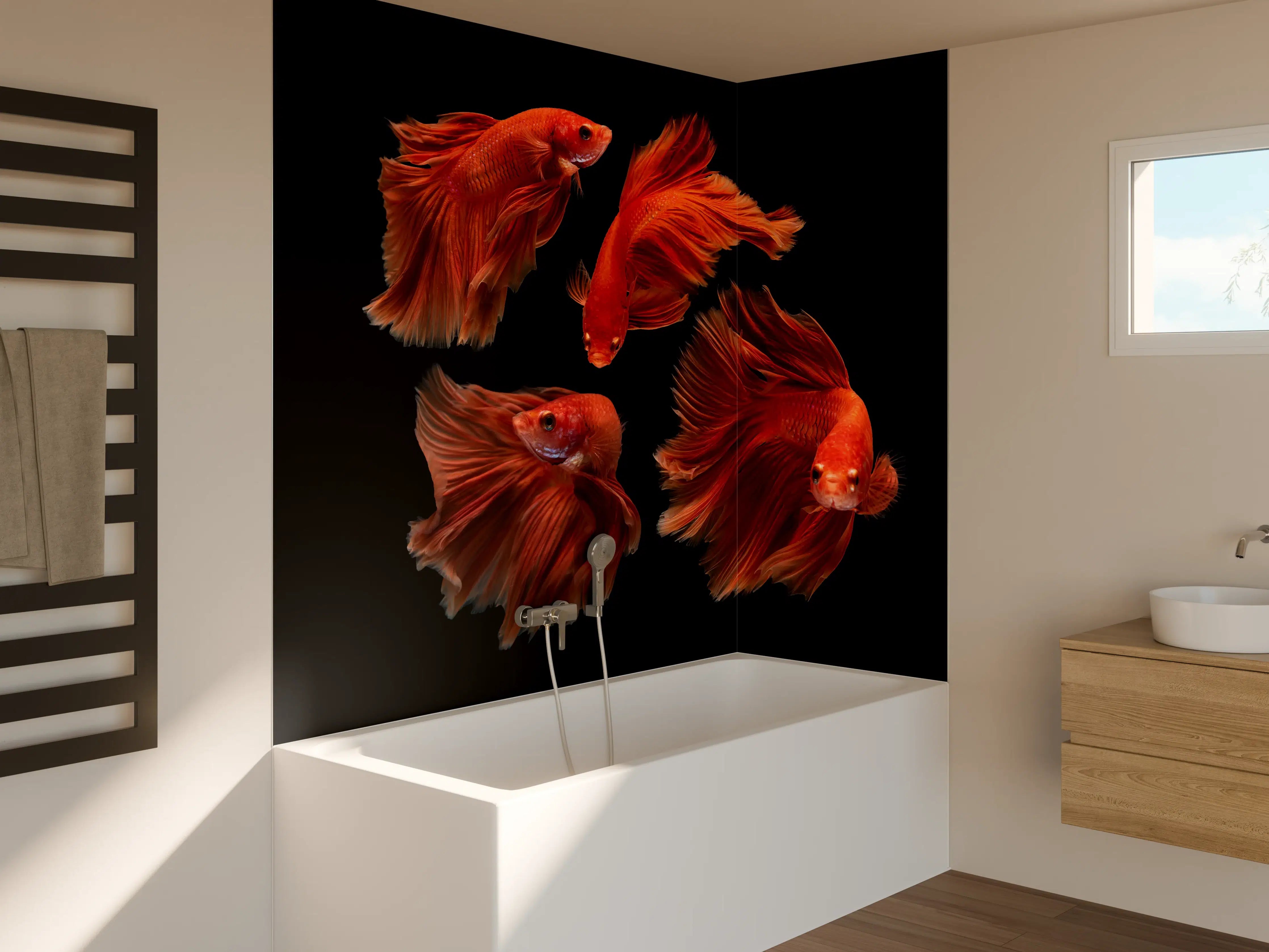 Badewannen-Rückwand - Roter Betta Fisch