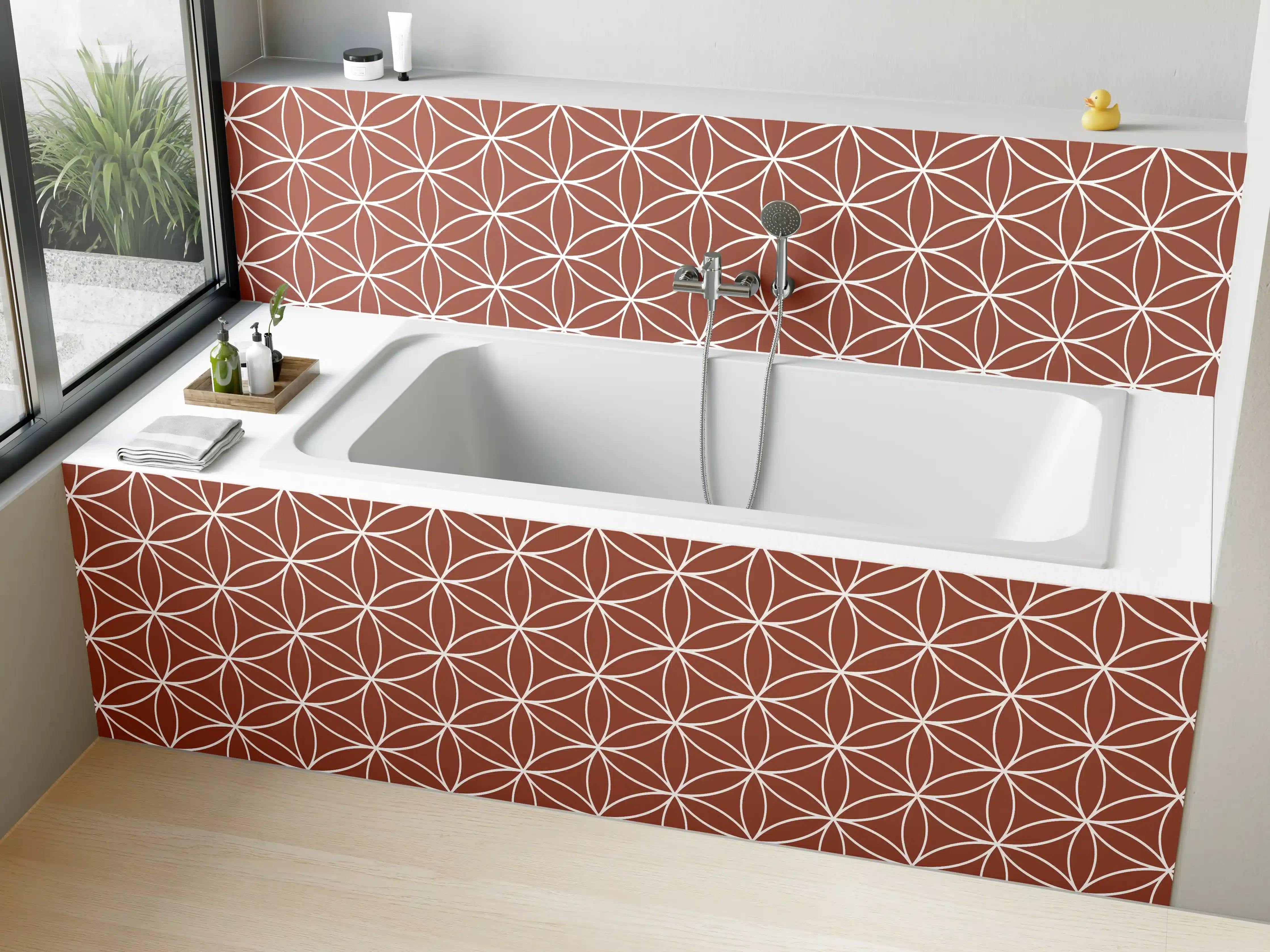 Badewannen-Rückwand - Roter geometrischer Muster-Hintergrund