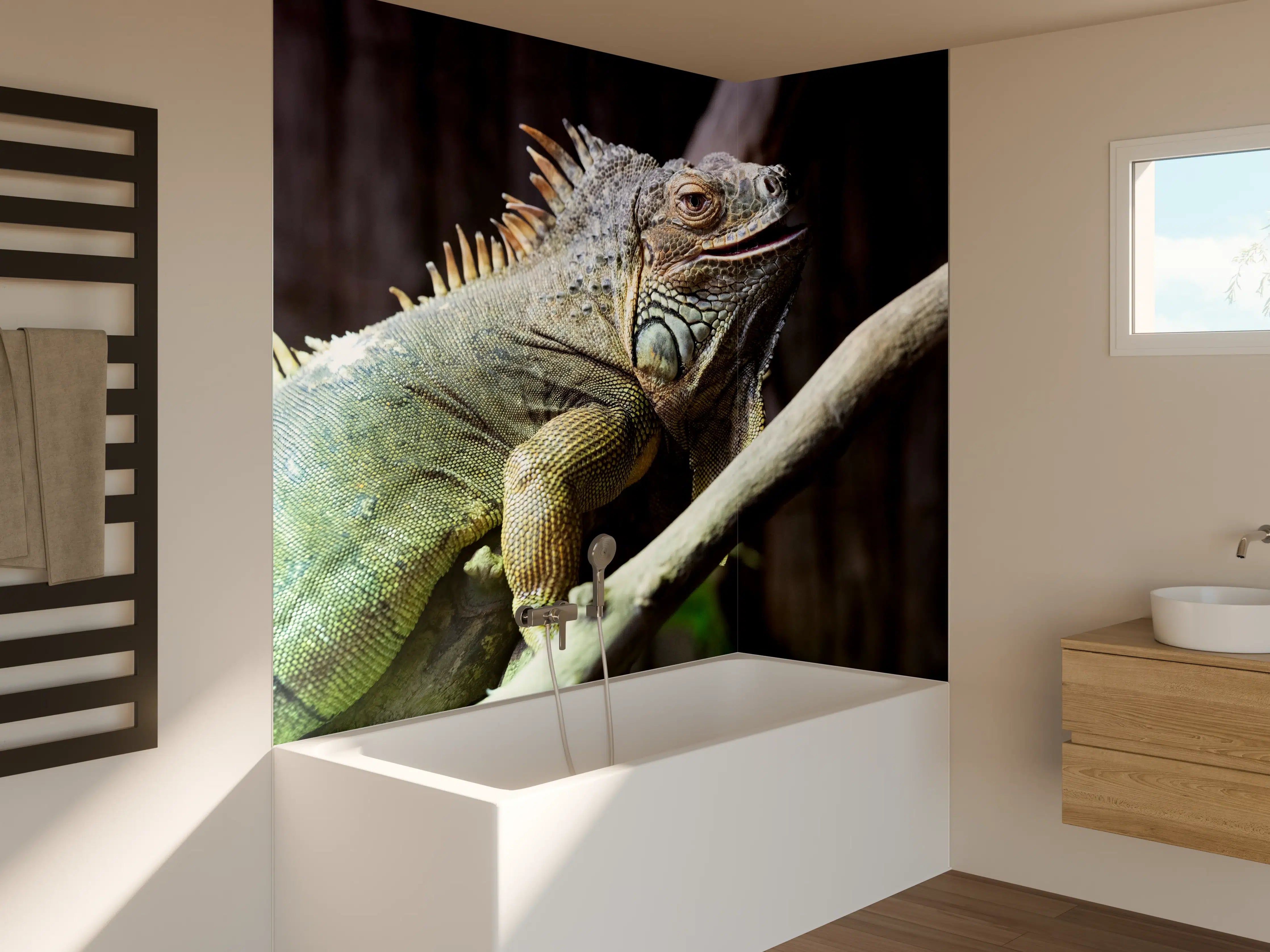 Badewannen-Rückwand - Ruhender Leguan