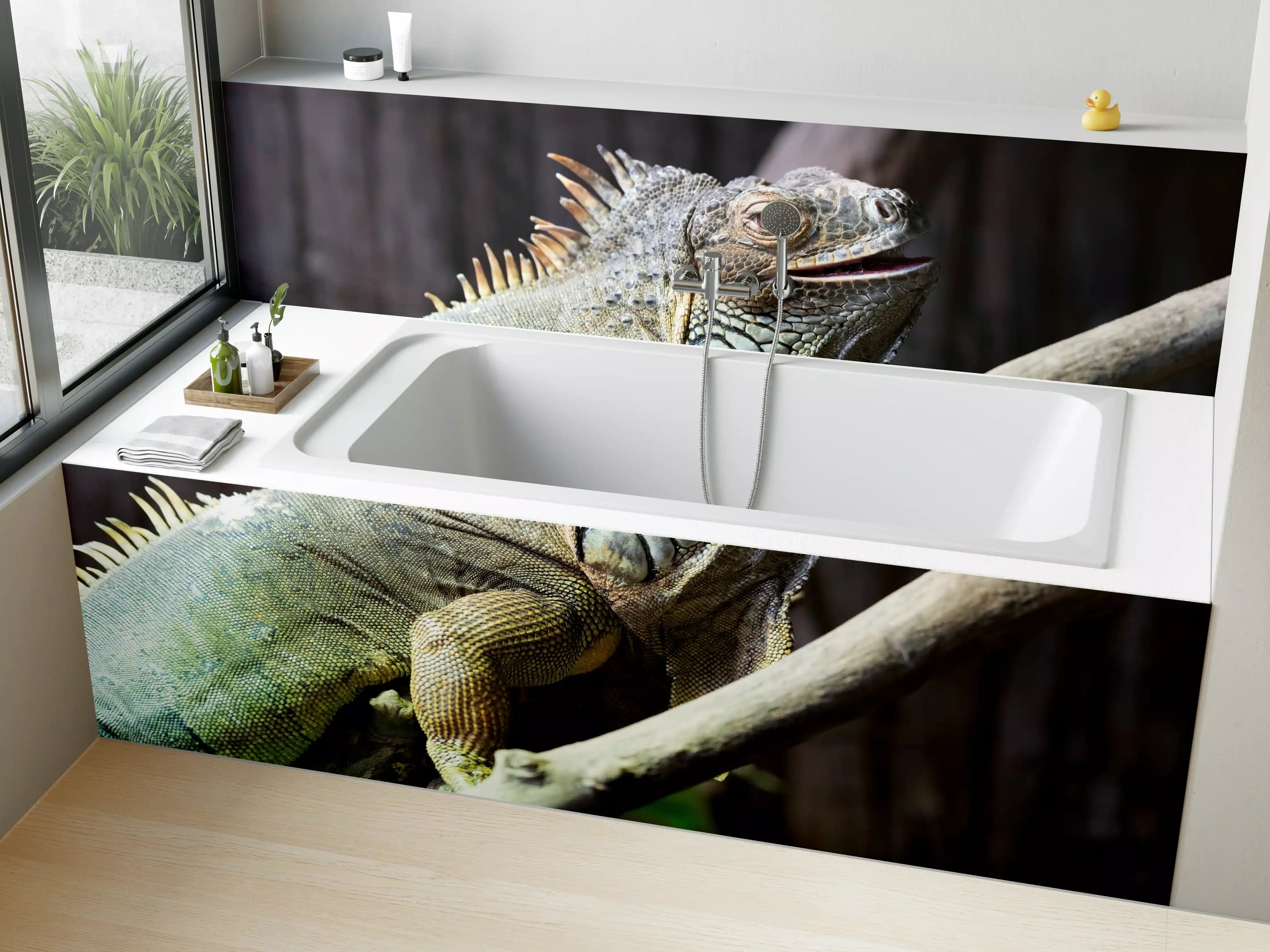Badewannen-Rückwand - Ruhender Leguan
