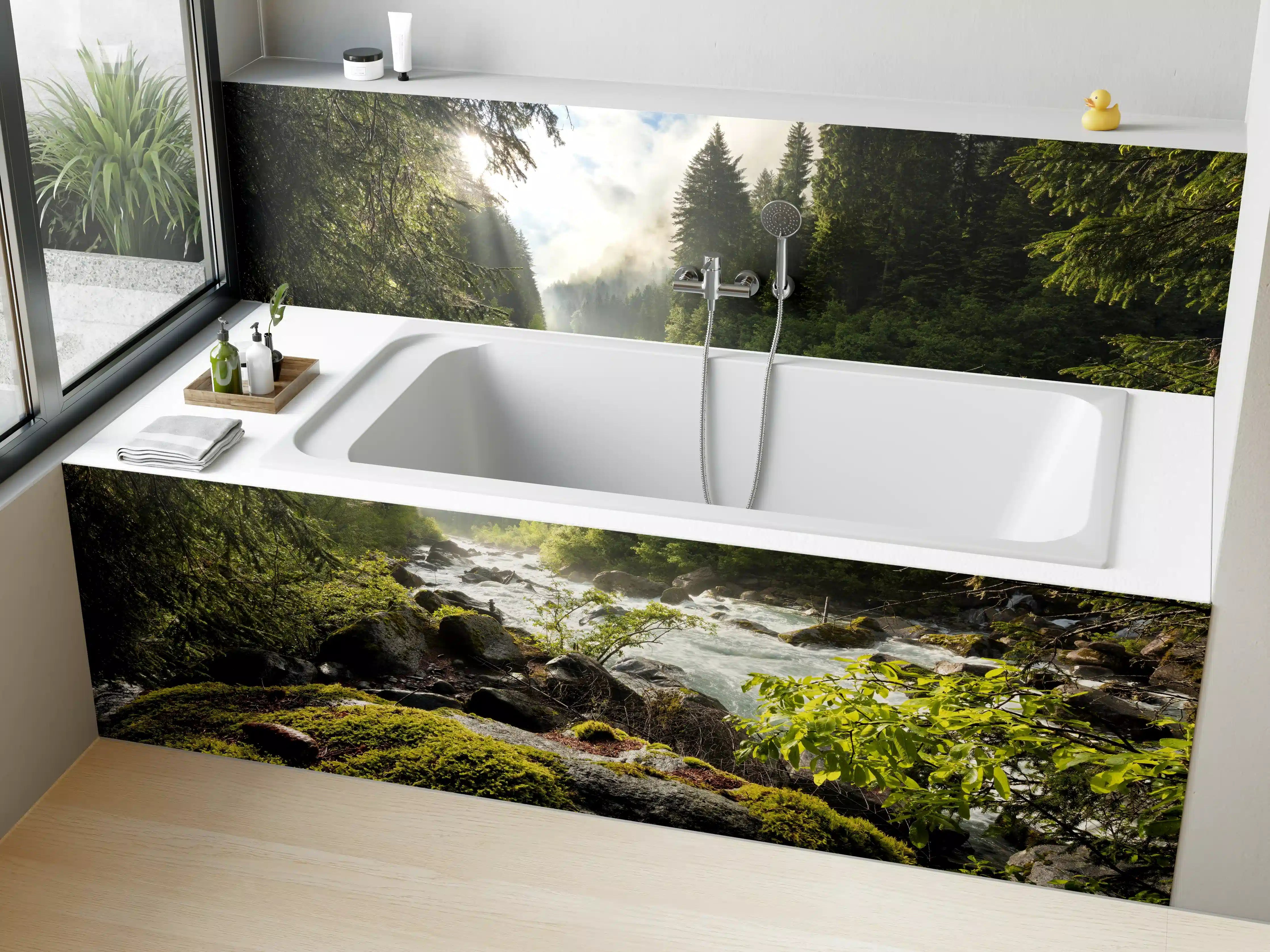 Badewannen-Rückwand - Ruhiger Fluss mitten im Wald