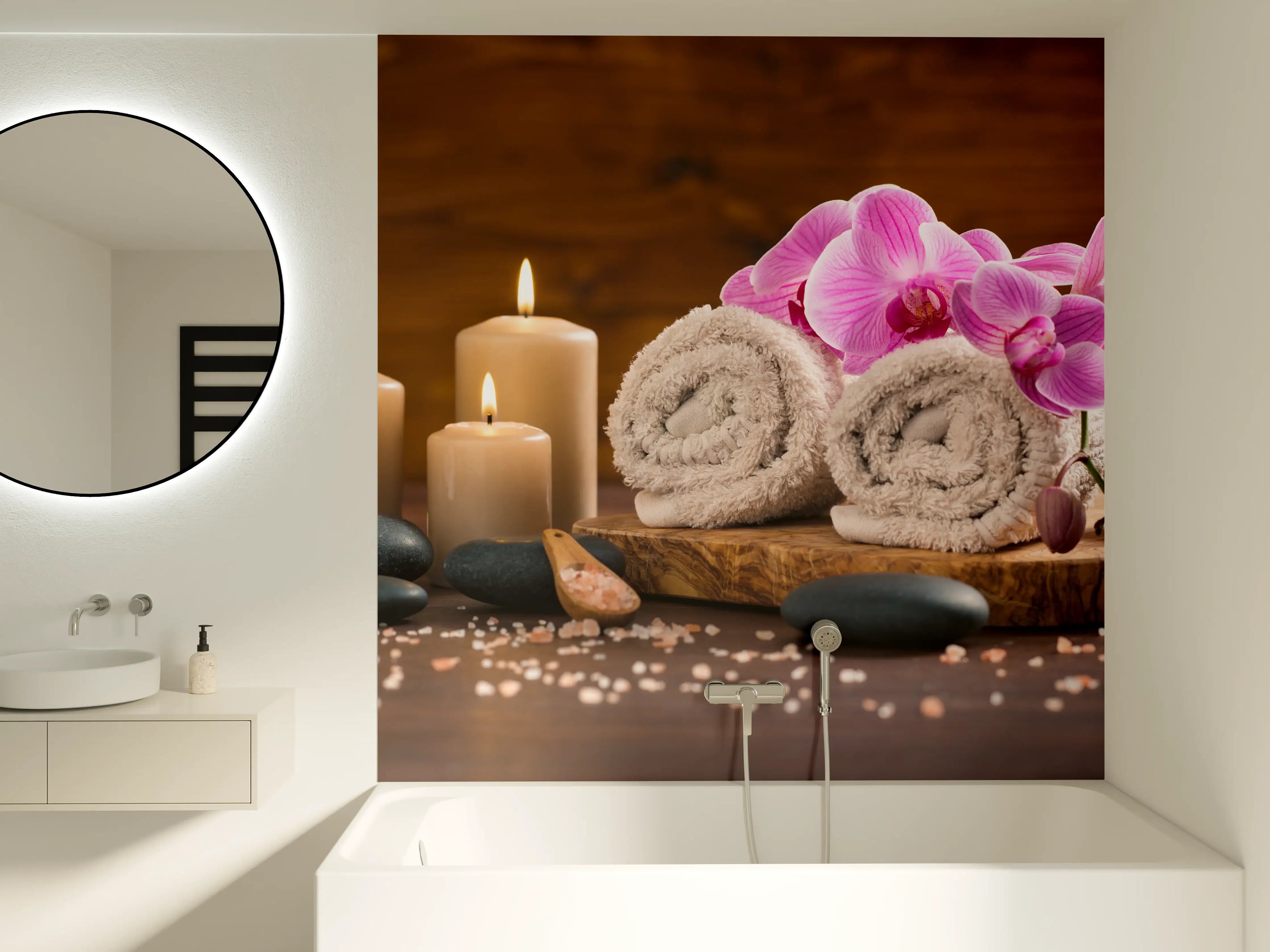 Badewannen-Rückwand - Ruhiger Spa- und Wellnessbereich