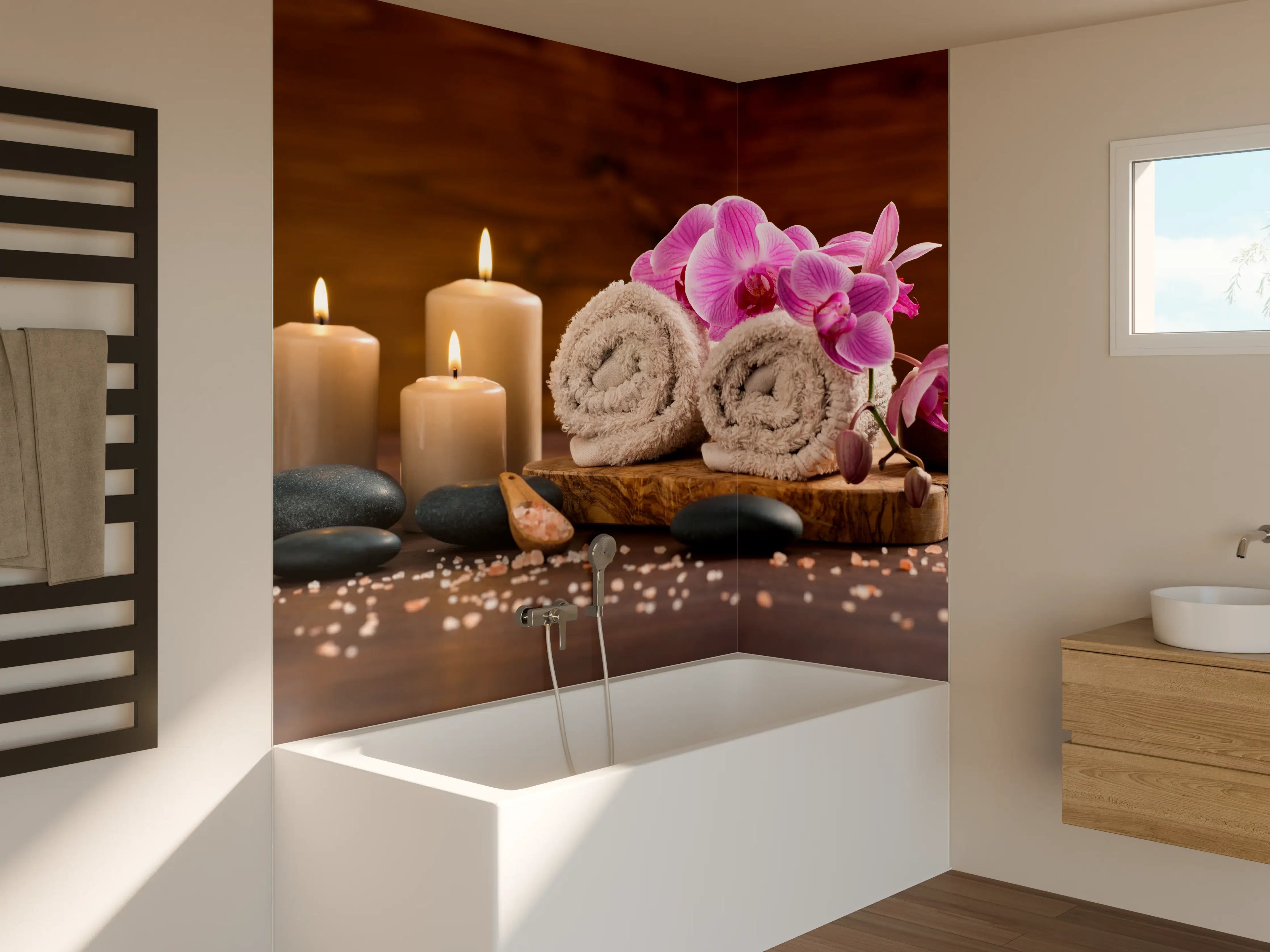 Badewannen-Rückwand - Ruhiger Spa- und Wellnessbereich